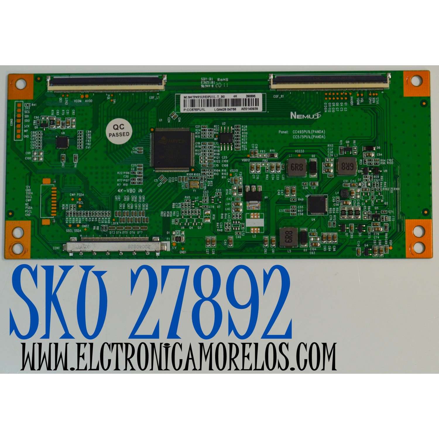 T-CON ORIGINAL PARA TV RCA / NUMERO DE PARTE N4TP495UHDPU1L-T / CC575PUIL / CC495PU1L / N4TP495UHDPU1L-T_B0 / 390895 / AE0140939 / PANEL CC575PU1L / DISPLAY CC575PU1L 01 / MODELO RHOS581SM-D