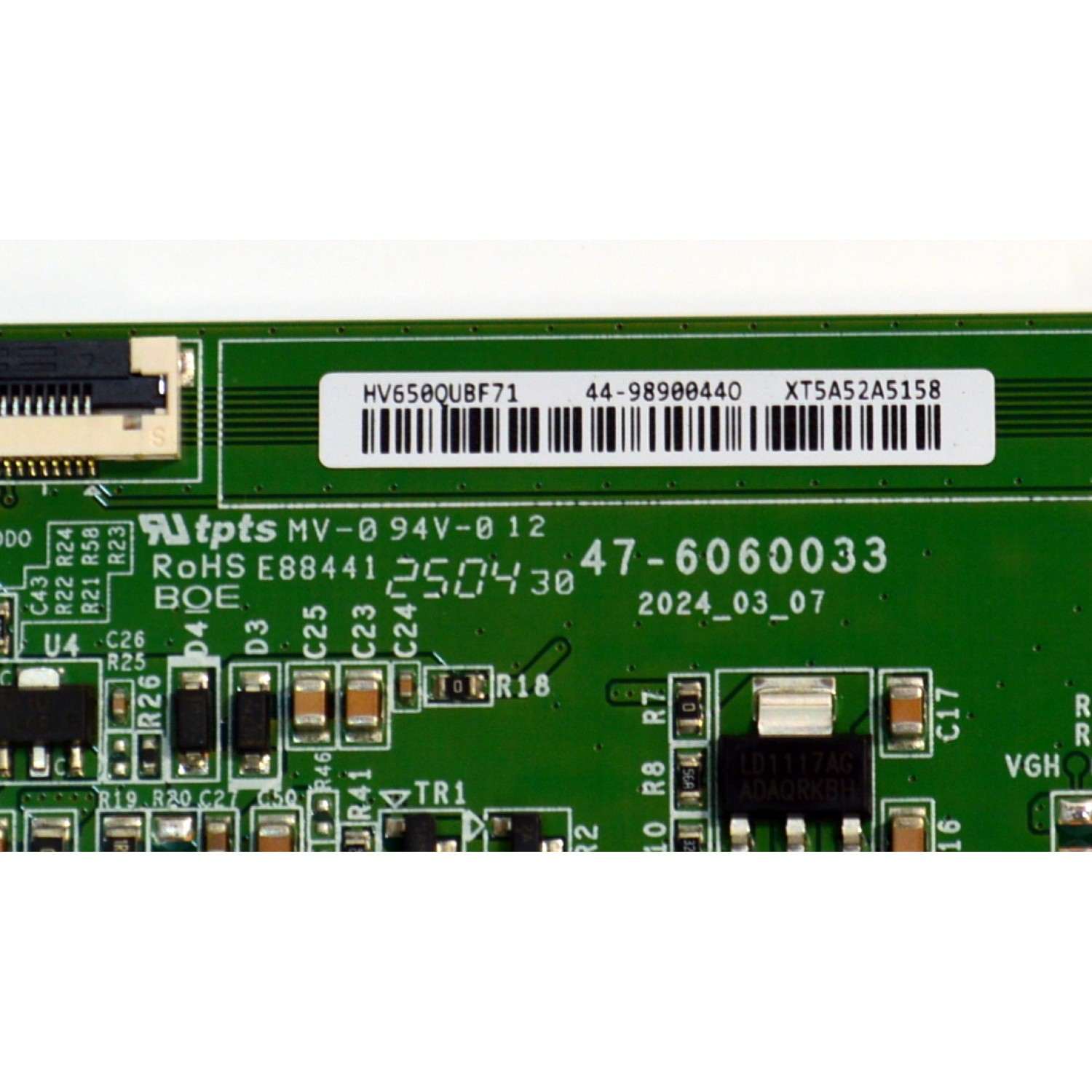 T-CON ORIGINAL PARA TV VIZIO / NUMERO DE PARTE 44-98900440 / 47-6060033 / HV650QUBF71 / 44-9890044O / PANEL BOEI650WQ1 / DISPLAY HV650QUB-F73 / MODELO M65Q6-L4 / M65Q6-L4 LBVR7PB - Imagen 2