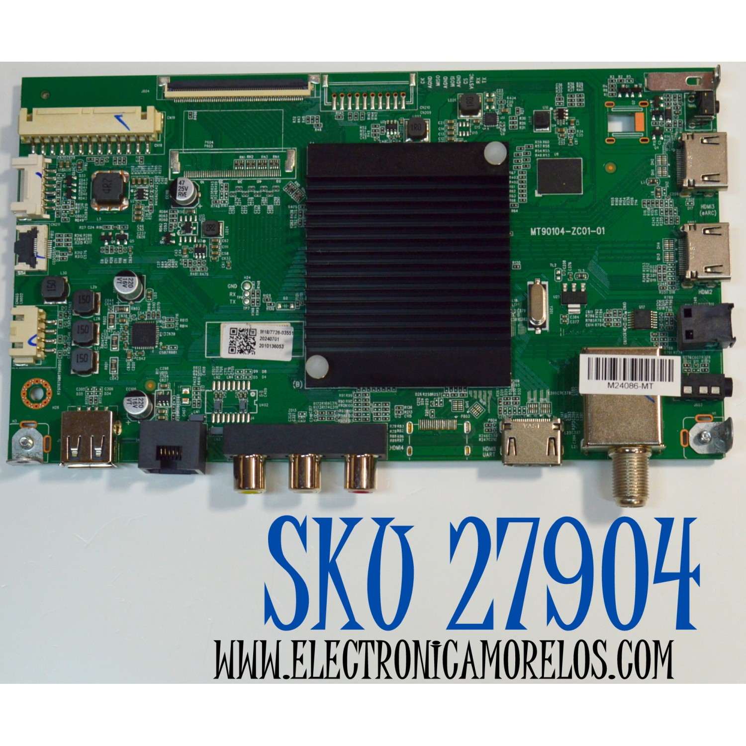 MAIN ORIGINAL PARA TV ONN ROKU 4K UHD HDR / NUMERO DE PARTE MT90104-ZC01-01 / 515C90104M18 / M18/7726-03551 / 2010136053 / M24086-MT / PANEL HV750QUB-F91 / DISPLAY HV750QUB-F91 / MODELO 100044717 75"