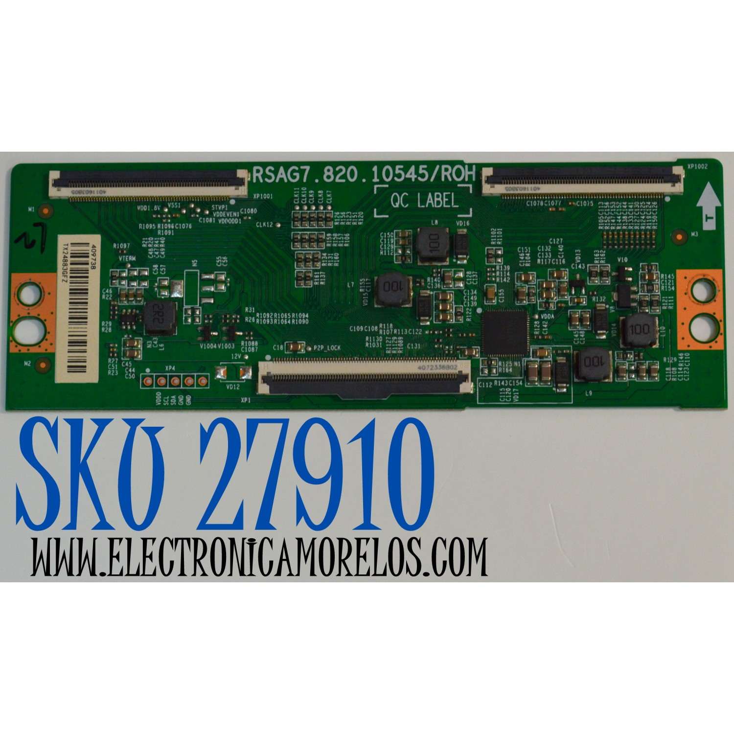 T-CON ORIGINAL PARA TV HISENSE / NUMERO DE PARTE 409738 / RSAG7.820.10545/ROH / TX24883GFZ / PANEL HD425Y1U71-T0L2\ROH / DISPLAY HV430QUB-F70 / MODELO 43R6E4