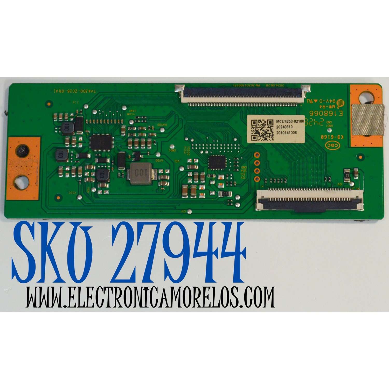 T-CON ORIGINAL PARA TV ONN / NUMERO DE PARTE 513C43D0M02 / TV43D0-ZC01(A) / 303C4300231 / M02/4253-02100 / 2010141008 / DISPLAY HV430FHB-F91 / MODELO 100133209 43"