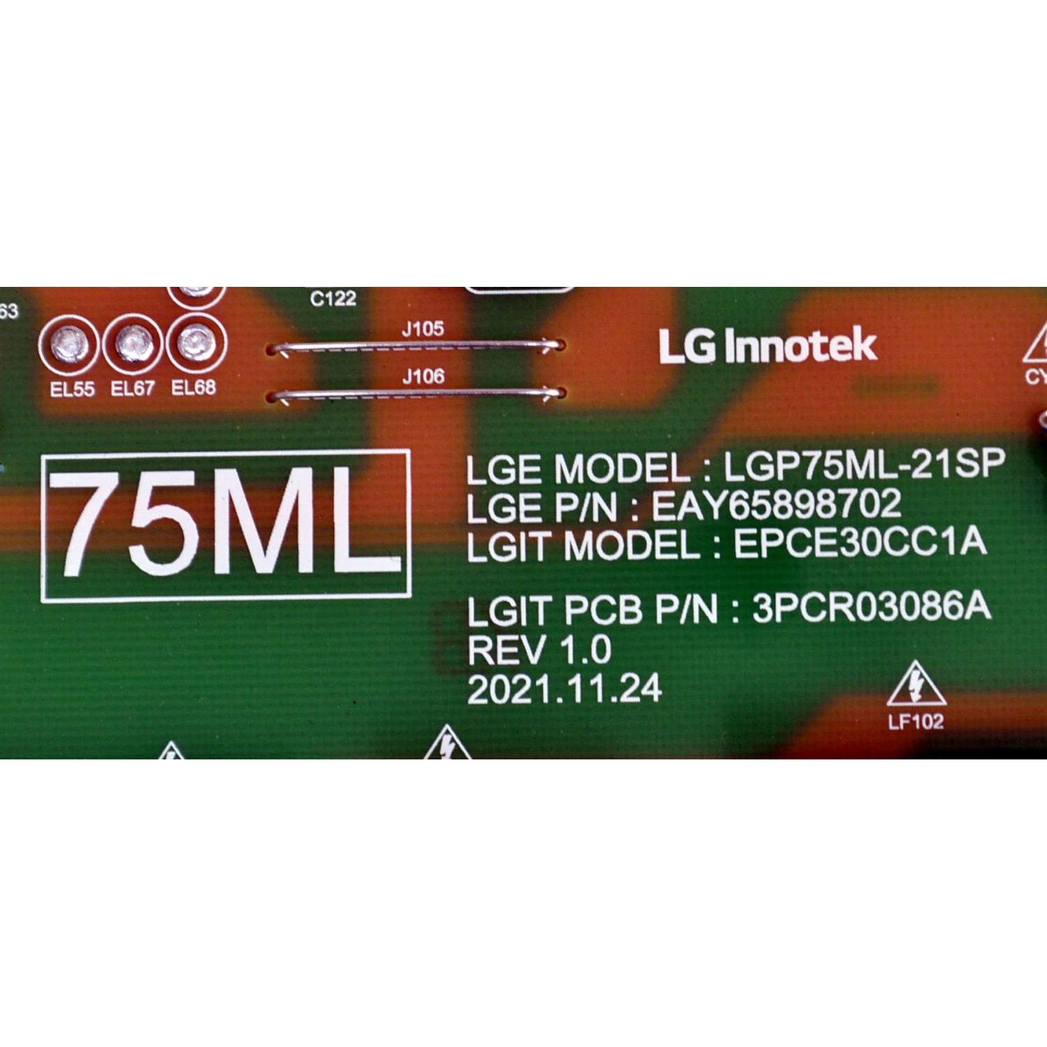 FUENTE DE PODER ORIGINAL PARA TV LG / NUMERO DE PARTE EAY65898702 / LGP75ML-21SP / EPCE30CC1A / 3PCR03086A / 65898702 / PANEL NC750MQB-ABLH9 / DISPLAY HV750QUB-E7F / MODELO 75QNED90UQA / 75QNED90UQA.BUSGLJR - Imagen 3