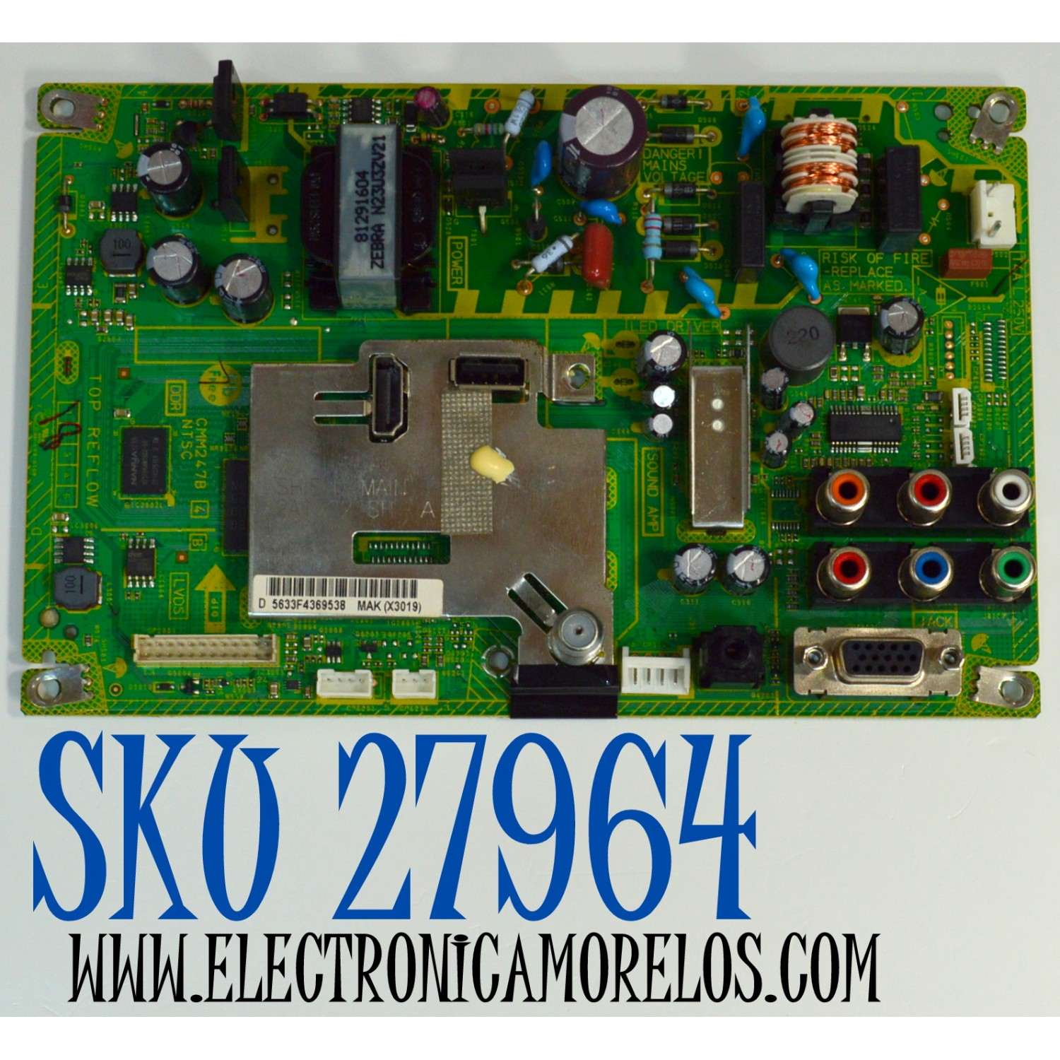 MAIN FUENTE COMBO ORIGINAL PARA TV SANSUI / NUMERO DE PARTE CAF1I36031 / CMM247B / NTSC / CAF1I36031(3RC-30W) / PANEL V236BJ1-P01 / DISPLAY V236BJ1-P02 REV.C1 / MODELO SLED2400