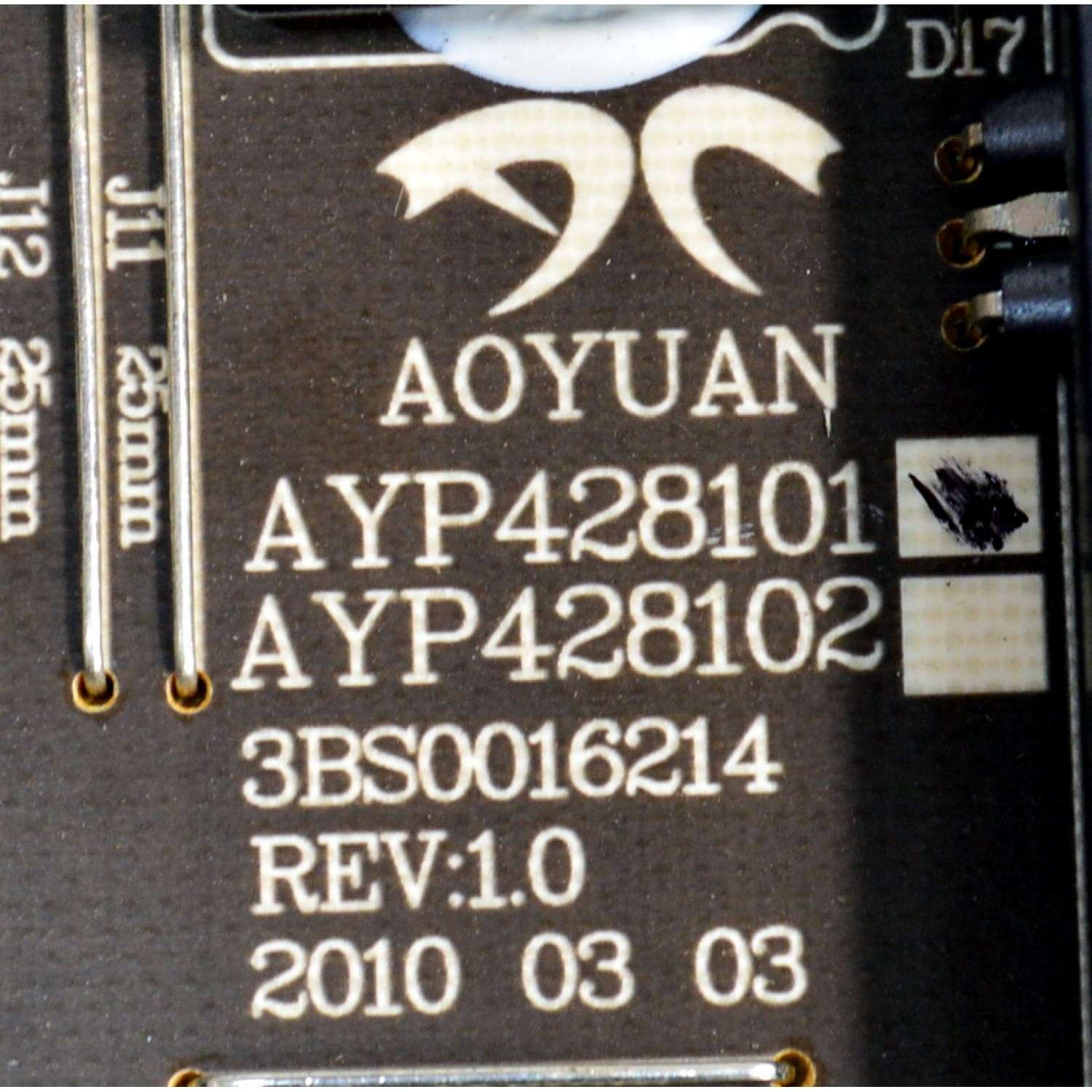 FUENTE DE PODER ORIGINAL PARA TV COBY / NUMERO DE PARTE AYP428101 / 3BS0016214 / AY1150A / PANEL LTA550HQ14 / MODELO LED3DTV5586 - Imagen 3