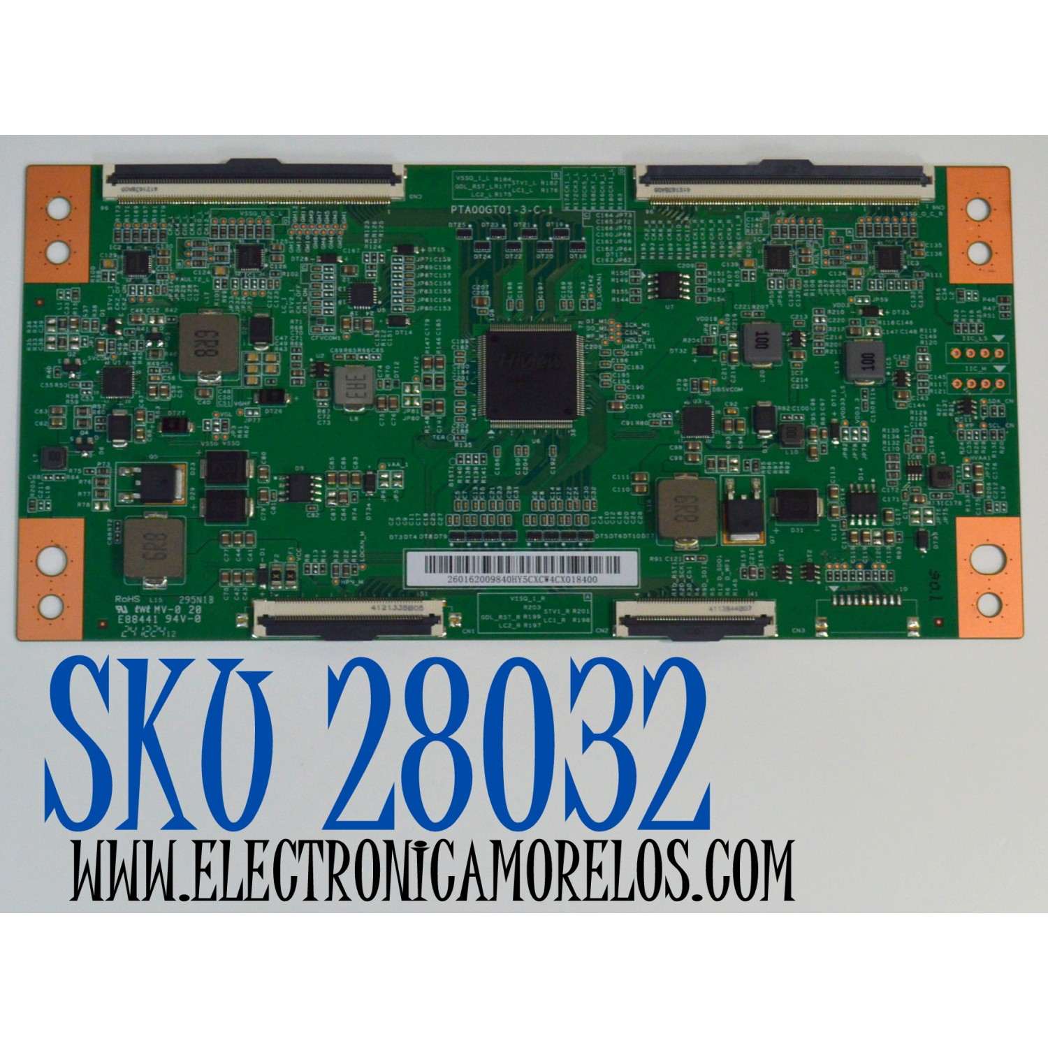 T-CON ORIGINAL PARA TV HISENSE / NUMERO DE PARTE 260162009840 / PTA00GT01-3-C-1 / 260162009840HY5CX / PANEL HD100H7U62-L8 / DISPLAY PTA00GT01-3 VER.1.0 / MODELO 100U70N