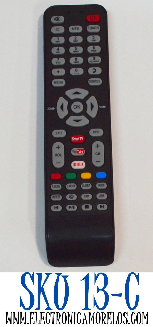 CONTROL REMOTO PARA SMART TV HITACHI / NUMERO DE PARTE 06-519W49-B001X / 06-IRPT49-CRC199 / X490007 / JH-11490 / RC199E / RC199G / MODELO LE32M4S9 / LE48M4S9 / LE43M4S9 / COMPATIBLE CON VARIAS MARCAS Y MODELOS DE TELEVISORES SMART TV