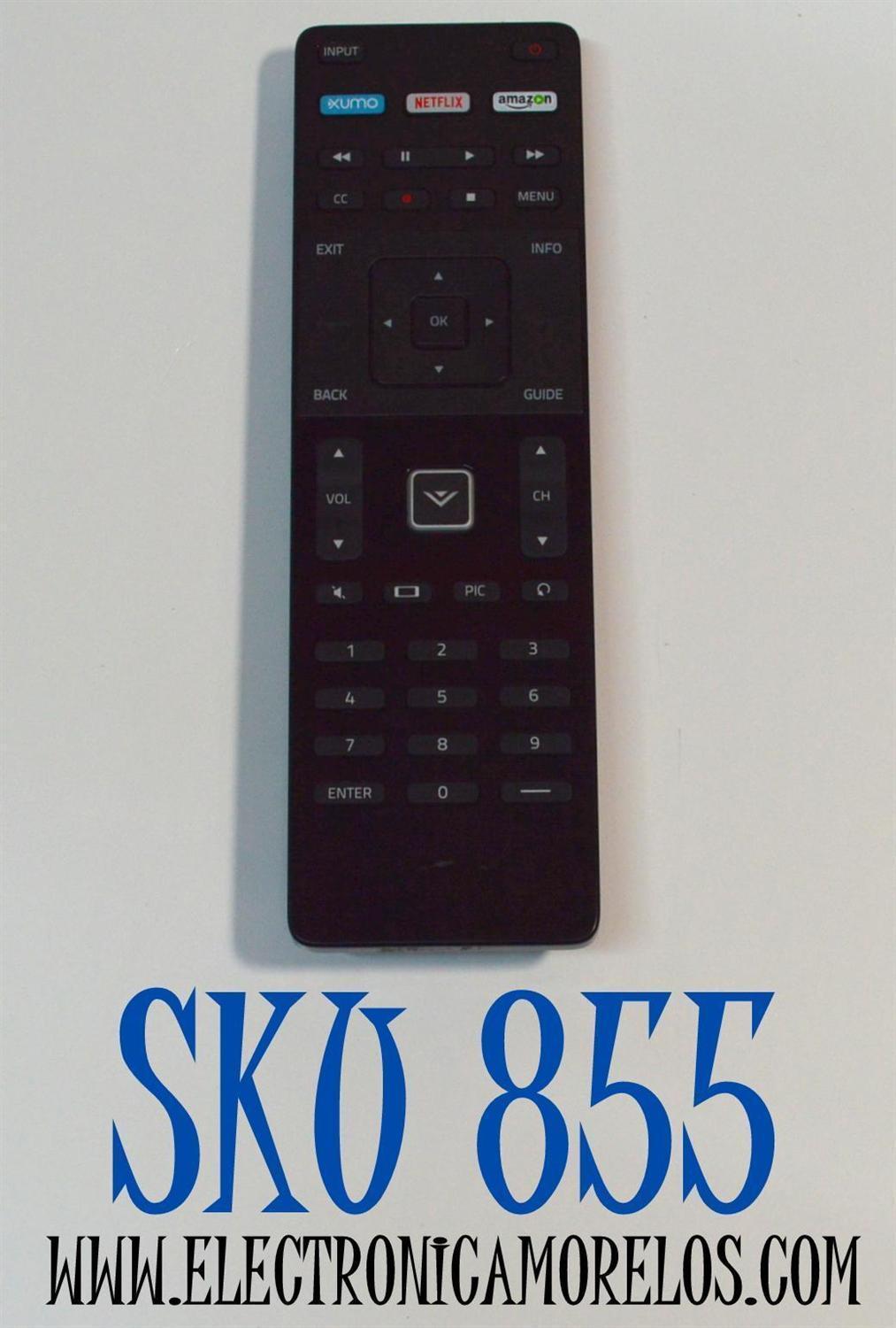 CONTROL REMOTO ORIGINAL PARA SMART TV VIZIO / NUMERO DE PARTE XRT122 / 098003061083 / MODELO E70-CE / 65X-C2 / E65-C3 / E60-C3 / E55-C2 / E40-C2 / E40X-C2 / E32-C1 / E32H-C1 / E48-C2 / E50-C1 / D40-D1 / D55U-D1 / D39F-D0 / D24-D1 / D28H-D1 / D32-D1