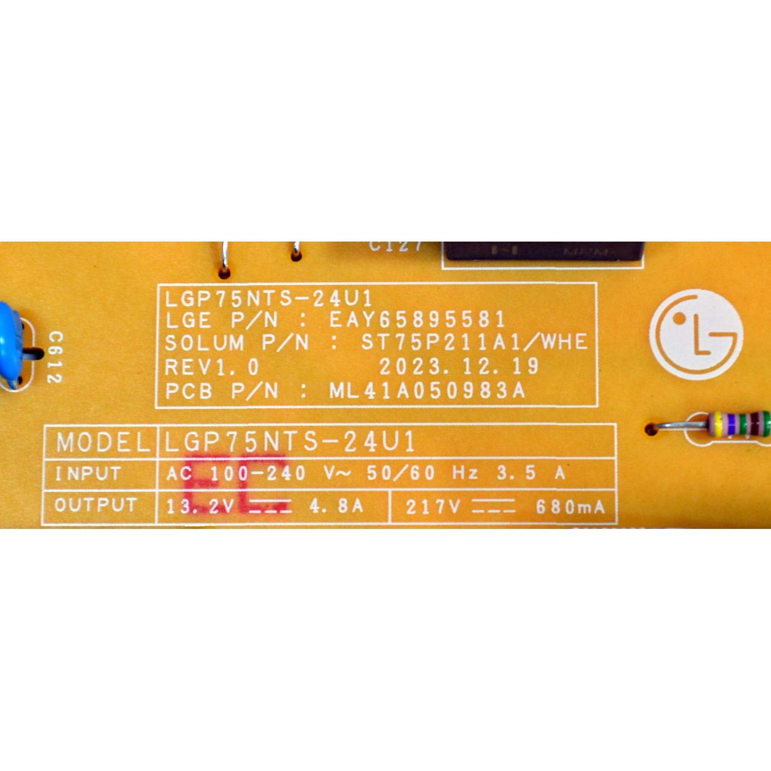 FUENTE DE PODER ORIGINAL PARA TV LG / NUMERO DE PARTE EAY65895581 / LGP75NTS-24U1 / ST75P211A1/WHE / ML41A050983A / 65895581 / PANEL NC750TQG-ABKHG / DISPLAY HV750QUB-F9E / MODELO 75UT7000PUA.BUSFLKR / 75UA7100AUB.BUSFLKR - Imagen 4
