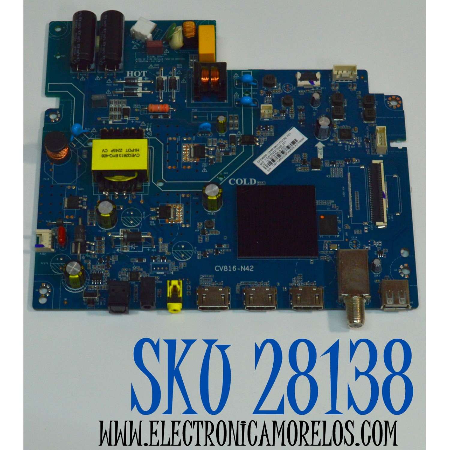 MAIN FUENTE COMBO ORIGINAL PARA TV JVC ROKU HD / NUMERO DE PARTE 02-3MT816A24-J02T / CV816-N42 / 7.D816N212000.3A7 / V8-MR16K01-LFV1352 / PANEL LVW240CMDO / DISPLAY V236BJ1-P01 REV.CB / MODELO SI24R
