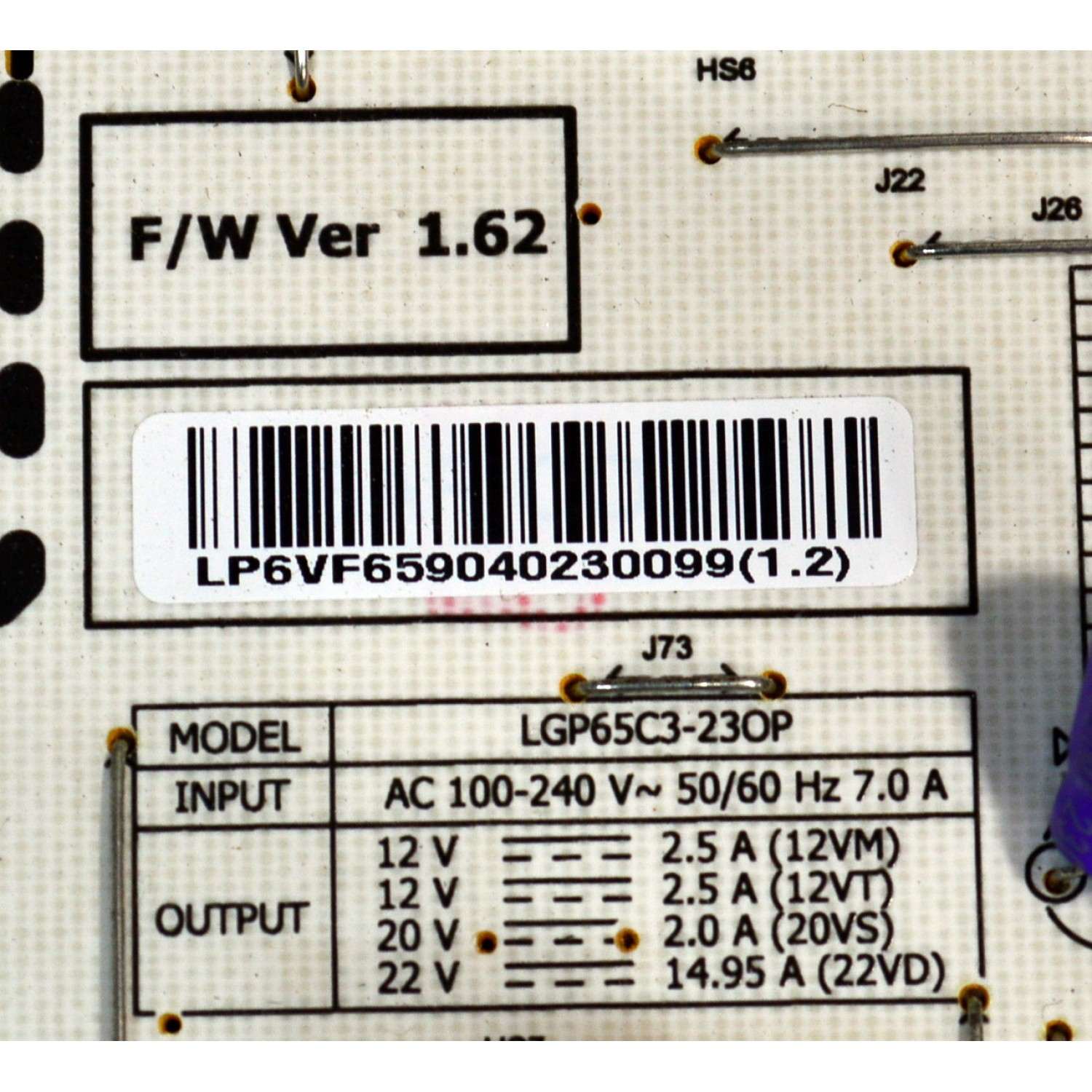 FUENTE DE PODER ORIGINAL PARA TV LG / NUMERO DE PARTE EAY65904023 / LGP65C3-23OP / EPCA48CC2A / 3PCR03223A / 65904023 / MODELO OLED65C3AUA / OLED65C3AUA.DUSQLJR - Imagen 2