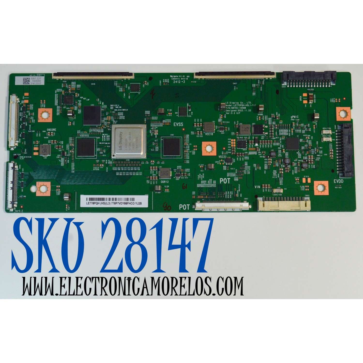 T-CON ORIGINAL PARA TV LG / NUMERO DE PARTE 6871L-7806B / 6870C-1056B / LE770PQH-HSL1-YJ1 / LE770PQH (HS)(L3) / 7806B / MODELO OLED77G4WUA / OLED77G4WUA.DUSQLJR
