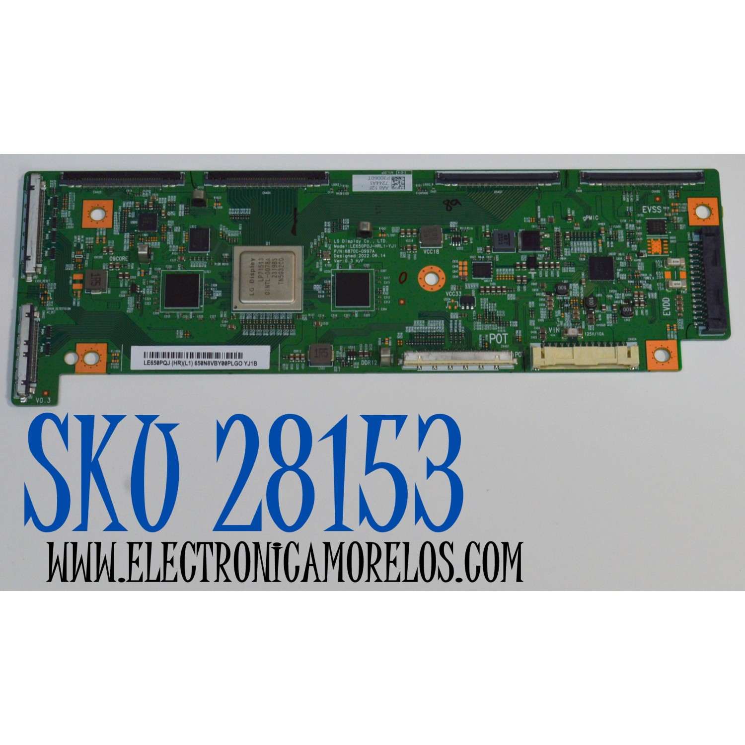 T-CON ORIGINAL PARA TV LG / NUMERO DE PARTE 6871L-7244A / 6870C-0997A / LE650PQJ-HRL1-YJ1 / LE650PQJ (HR)(L1) / 7244A / MODELO OLED65G3PUA / OLED65G3PUA.DUSQLJR