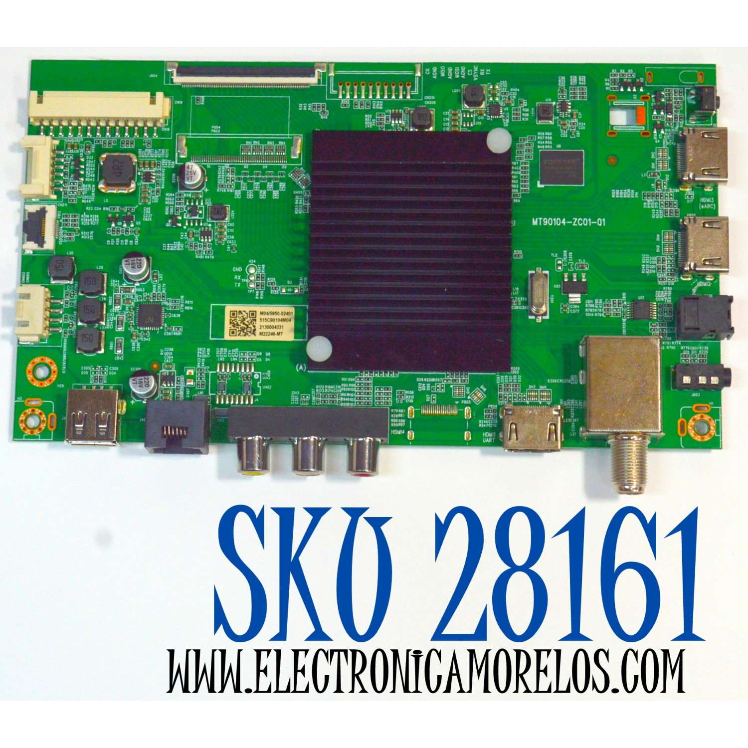 MAIN ORIGINAL PARA TV ONN ROKU 4K UHD HDR / NUMERO DE PARTE 515C90104M04 / MT60104-ZC01-01 / M04/5950-02401 / 2130004331 / M22246-MT / PANEL V500DJ7-QE1 / DISPLAY V500DJ7-QE1 REV.D5 / MODELO 100012585 50"