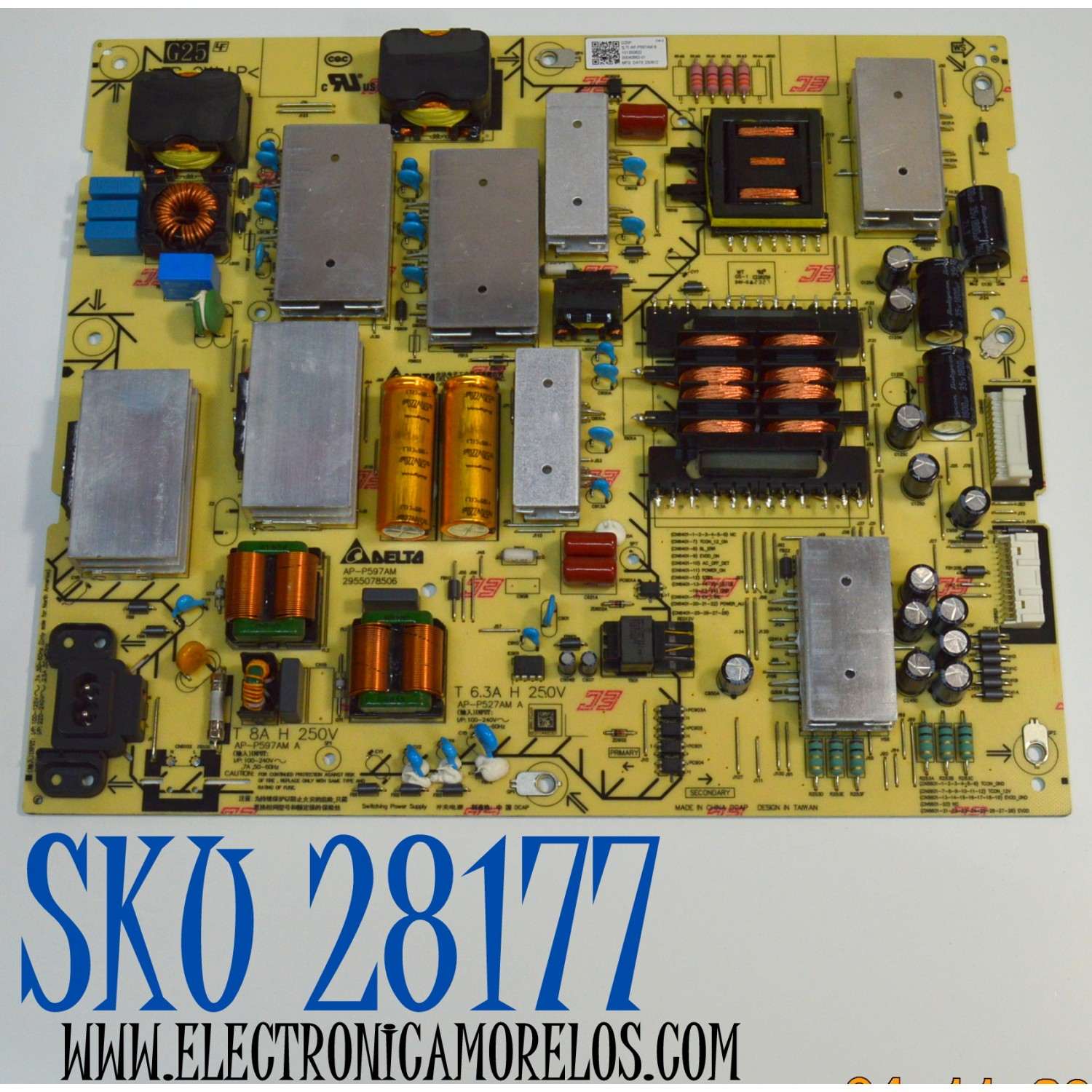 FUENTE DE PODER ORIGINAL PARA TV SONY / NUMERO DE PARTE 101350822 / AP-P597AM / 2955078506 / AP-P597AM B / G25 / G25P / PANEL YDCM065UNG11 / MODELO XR-65A80CL / XR65A80CL