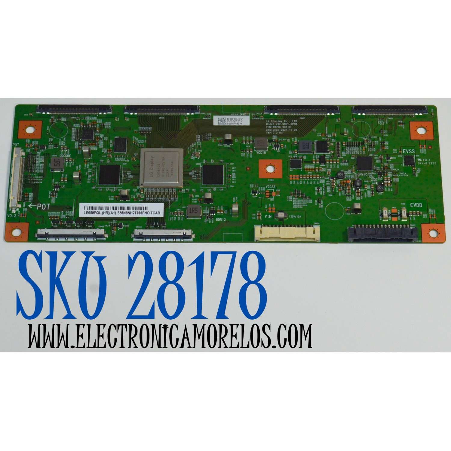 T-CON ORIGINAL PARA TV SONY / NUMERO DE PARTE 6871L-6962C / 6870C-0931B / LE650PQL (HR)(A1) / 6962C / PANEL YDCM065UNG11 / MODELO XR-65A80CL / XR65A80CL
