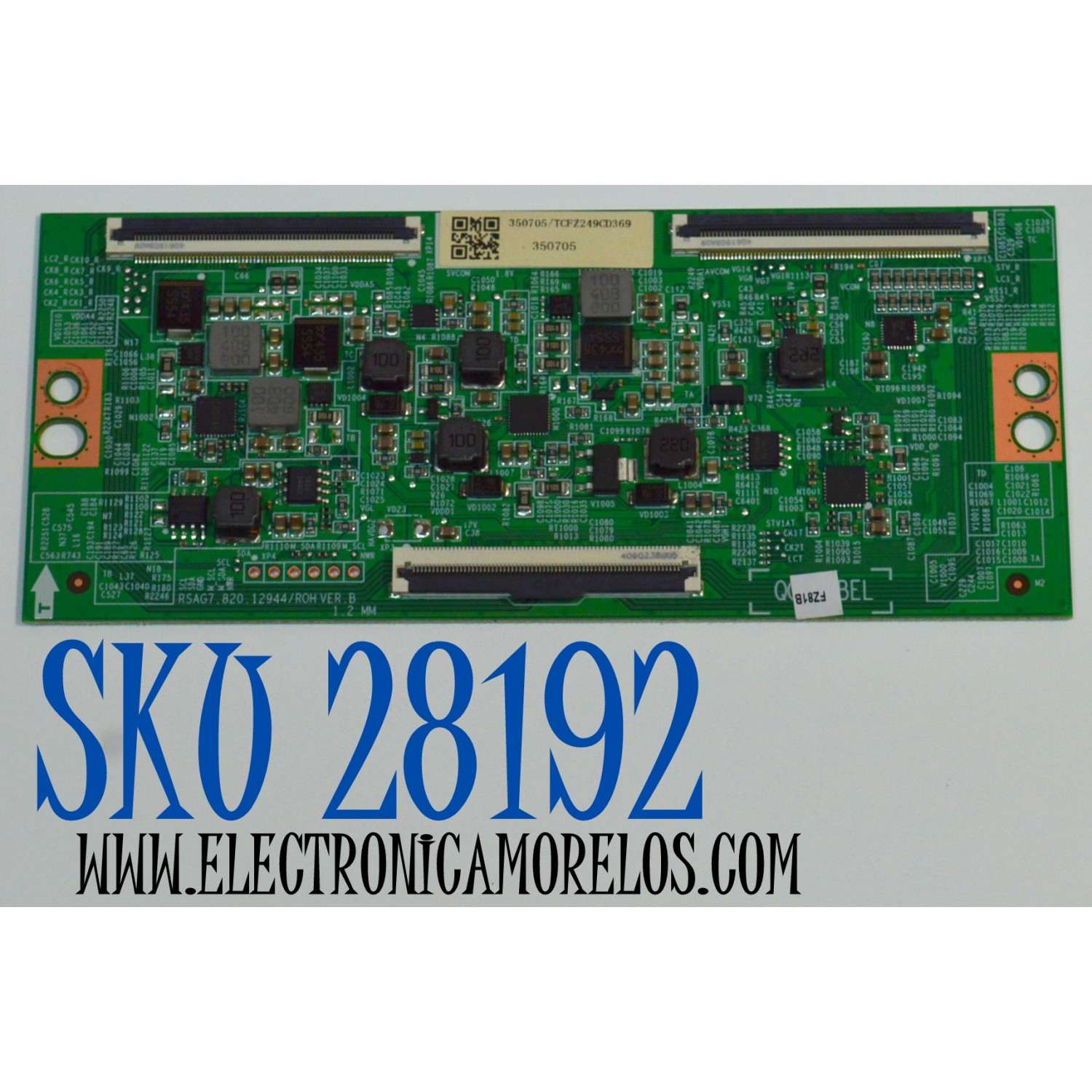 T-CON ORIGINAL PARA TV HISENSE / NUMERO DE PARTE 350705 / RSAG7.820.12944/ROH VER.B / TCFZ249CD369 / MODELO 55S75N / 55S7N