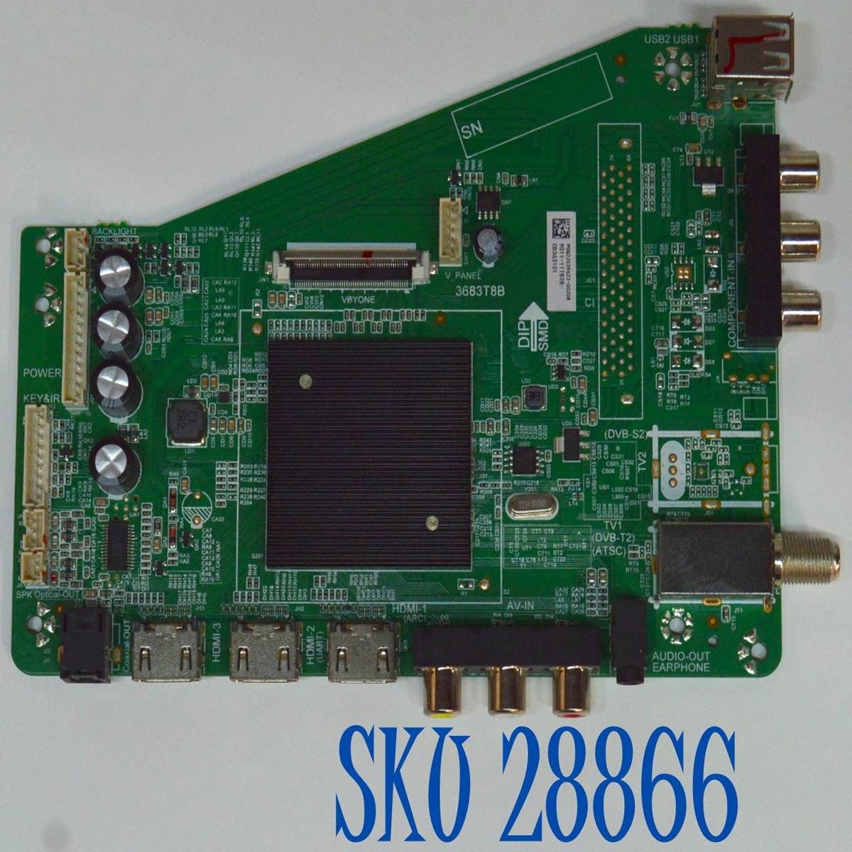 MAIN ORIGINAL PARA TV LED TV / NUMERO DE PARTE 9011-11T828-CD363101 / 3683T8B / 4704-3683T8-A3233X01 / P0Q22039623 / PANEL K550WDF / DISPLAY HV550QUB-F70 / MODELO ITC-LED-55
