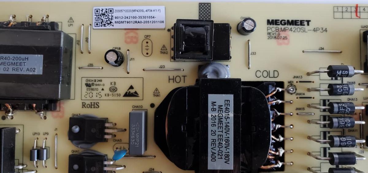 FUENTE DE PODER ORIGINAL PARA TV PROMETHEAN / TOUCHVIEW / NUMERO DE PARTE 9012-242100-35301054 / MP420SL-4P34-K1 / MP420SL-4P34 /MGMT9012RA0 / PANEL K650WDG1 / DISPLAY HV650QUB-F90 MODELO K650WDC1 / TVULTRA65 - Imagen 2
