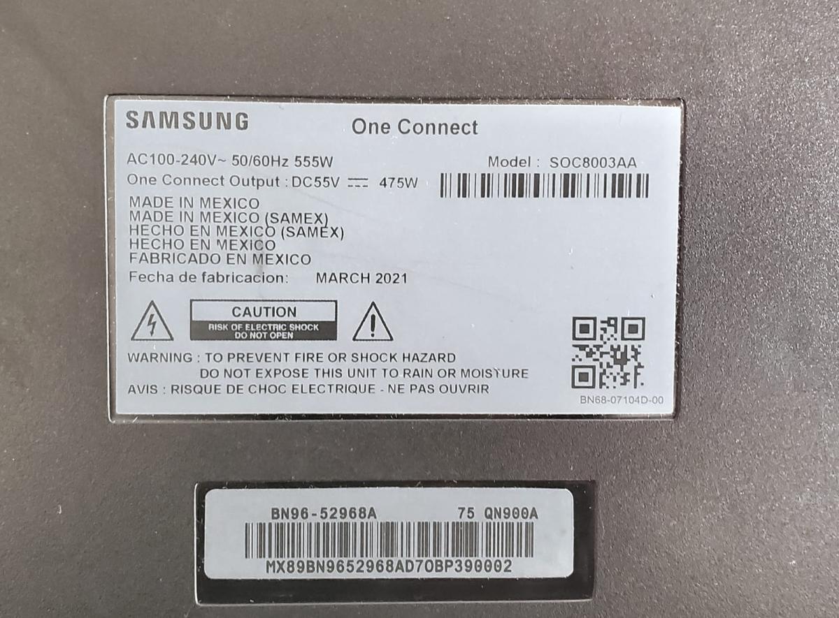 CAJA ONE CONNECT PARA TV SAMSUNG ((NUEVO)) NUMERO DE PARTE BN96-52968A /  NUMERO DE BOARD BN44-01128A /  SOC8003AA /BN68-07104D-00 / MARCA SAMSUNG / MODELO QN75QN900A   / QN75QN900AFXZX - Imagen 6