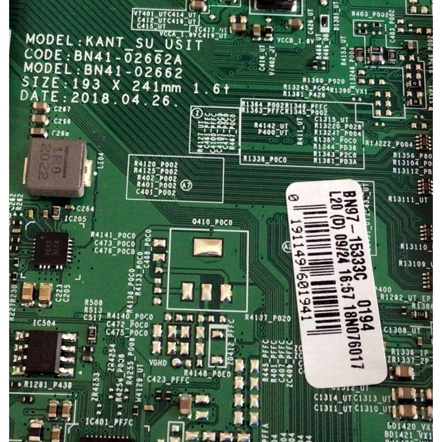 KIT DE TARJETAS PARA TV SAMSUNG CRYSTAL UHD 4K SMART TV / NUMERO DE PARTE MAIN BN94-14988A / BN41-02662A / BN97-15333C / K058C-485A / FUENTE BN44-00947G / L43E7_RDY / BN4400947G / PANEL CY-NN043HGEVMH / MODELO UN43NU6900 / UN43NU6900BXZA BC02 - Imagen 3