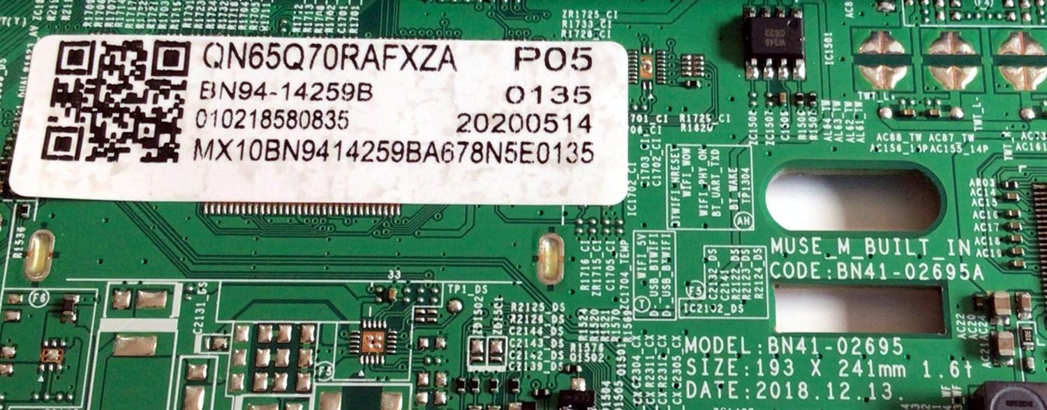 KIT DE TARJETAS PARA TV SAMSUNG / MAIN BN94-14259B / BN41-02695A / BN97-15737A / DRIVER BN44-00978D / L65S7ND_RHS / FUENTE BN44-00982A / L65S7NA_RHS / PANEL CY-TR065FLLVAH / DISPLAY BN9648160A / LSF650FF12-P02 / MODELO QN65Q70RAFXZA FC02 - Imagen 2