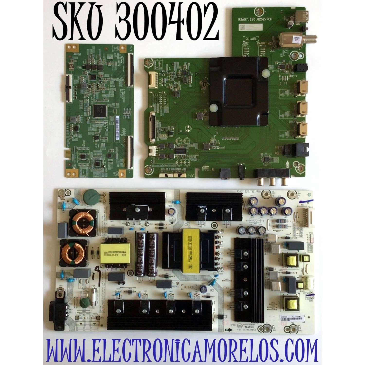 KIT DE TARJETAS PARA TV HISENSE·ROKU TV / MAIN 242999 / RSAG7.820.8252/ROH / 235929 / HU65A6100UWR / FUENTE 235738 / RSAG7.820.7911/ROH / HLL-5465WC / T-CON 44-9771460O / 47-6021218 / HV650QUBF90 / PANEL HD650S1U71\S1\GM\ROH / MODELO 65R6E HU65A6100UWR