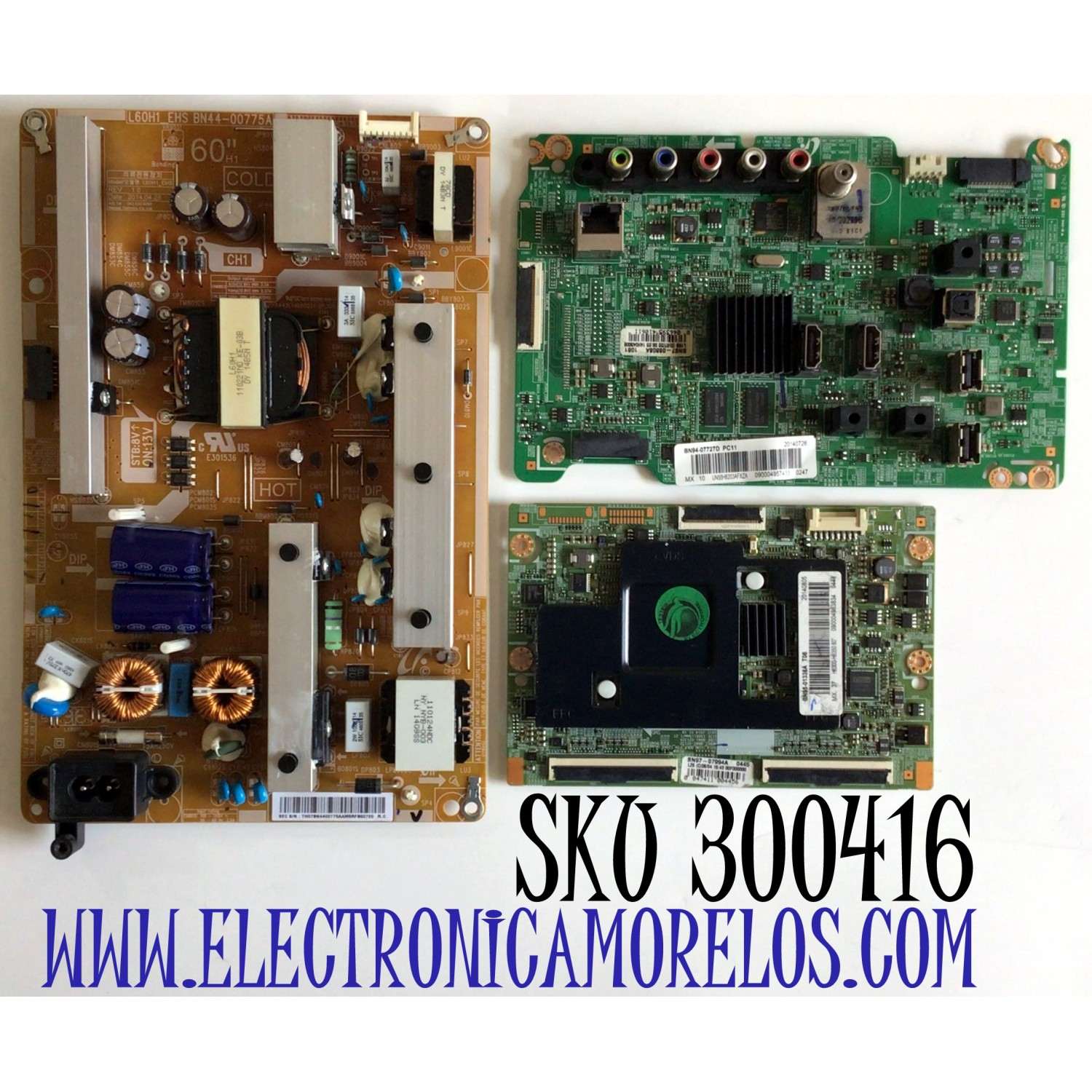 KIT DE TARJETAS PARA TV SAMSUNG HD SMART TV / NUMERO DE PARTE MAIN BN94-07727D / BN41-02245A / BN97-08808A / T-CON BN95-01336A / BN41-02132A / BN97-07994A / FUENTE BN44-00775A / BN4400775A / L60H1_EHS / PANEL CY-DF600CGSV4H / MODELO UN60H6203AFXZA GH02