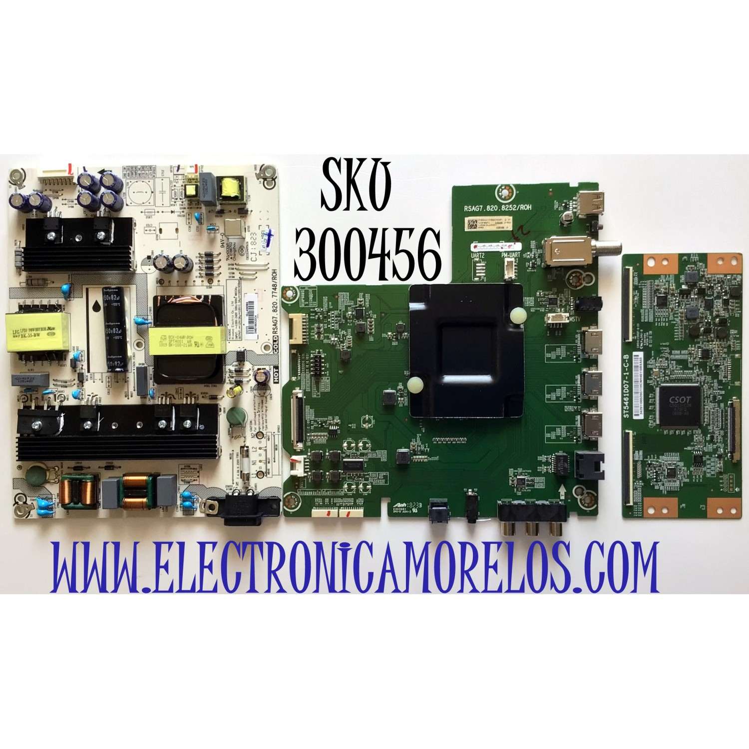 KIT DE TARJETAS PARA TV HISENSE / NUMERO DE PARTE MAIN 231565 / RSAG7.820.8252/ROH / 231563 / HU55A6100UWR / T-CON 34291100520G11H / ST5461D07-1-C-B / FUENTE 222172 / RSAG7.820.7748/ROH / HLL-4360WA / PANEL HD550S1U81-L1\S2\GM / MODELO 55R6E 55A6100UWR