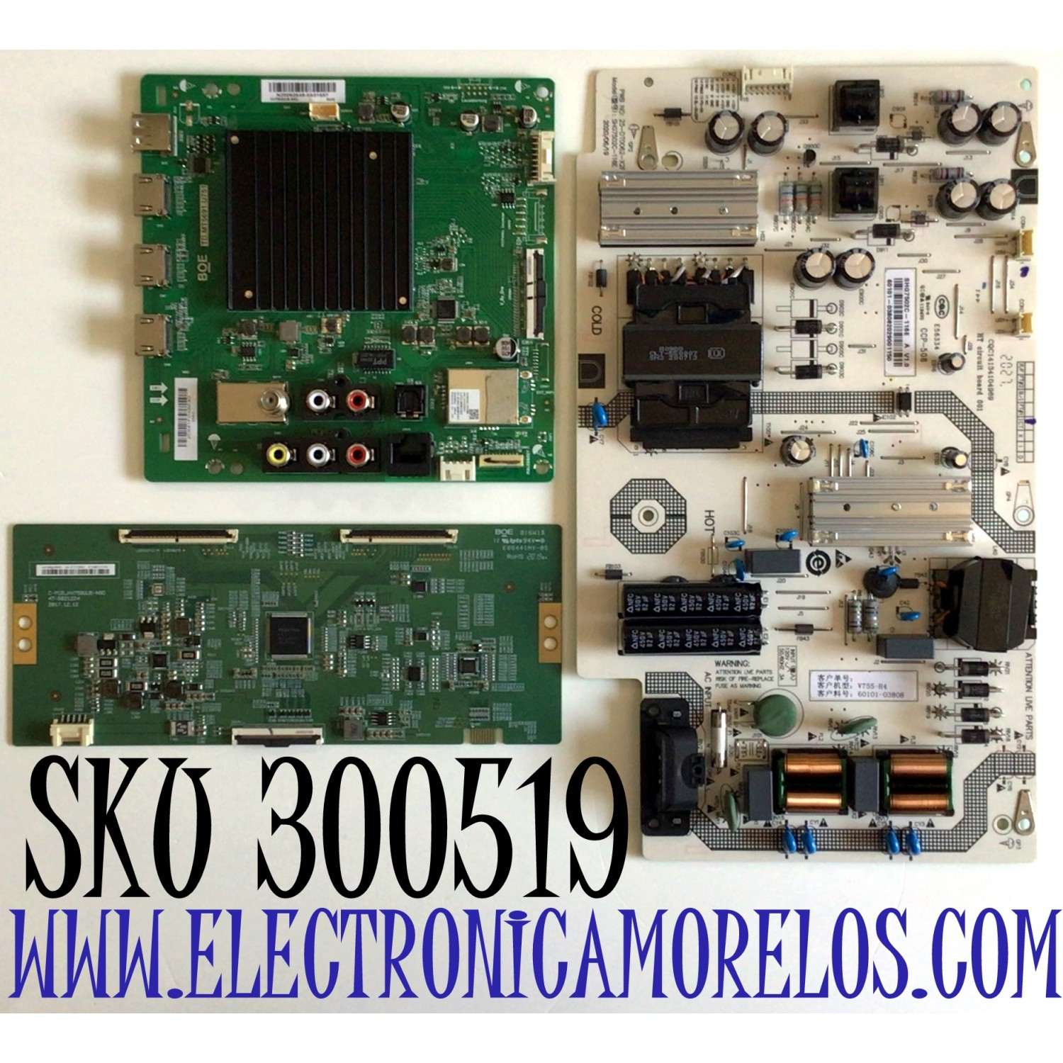 KIT DE TARJETAS PARA TV VIZIO 4K SMART TV / MAIN 60103-00702 / TD.MT5691.U751 / 4300066313 / T-CON 44-9771389O / 47-6021224 / C-PCB_HV750QUB-N9D / FUENTE 60101-03808 / SHG7502C-116E / 25-DT0062-X2P1 / PANEL BOEI750WQ1 / MODELO V755-H4 LBNFB4KW