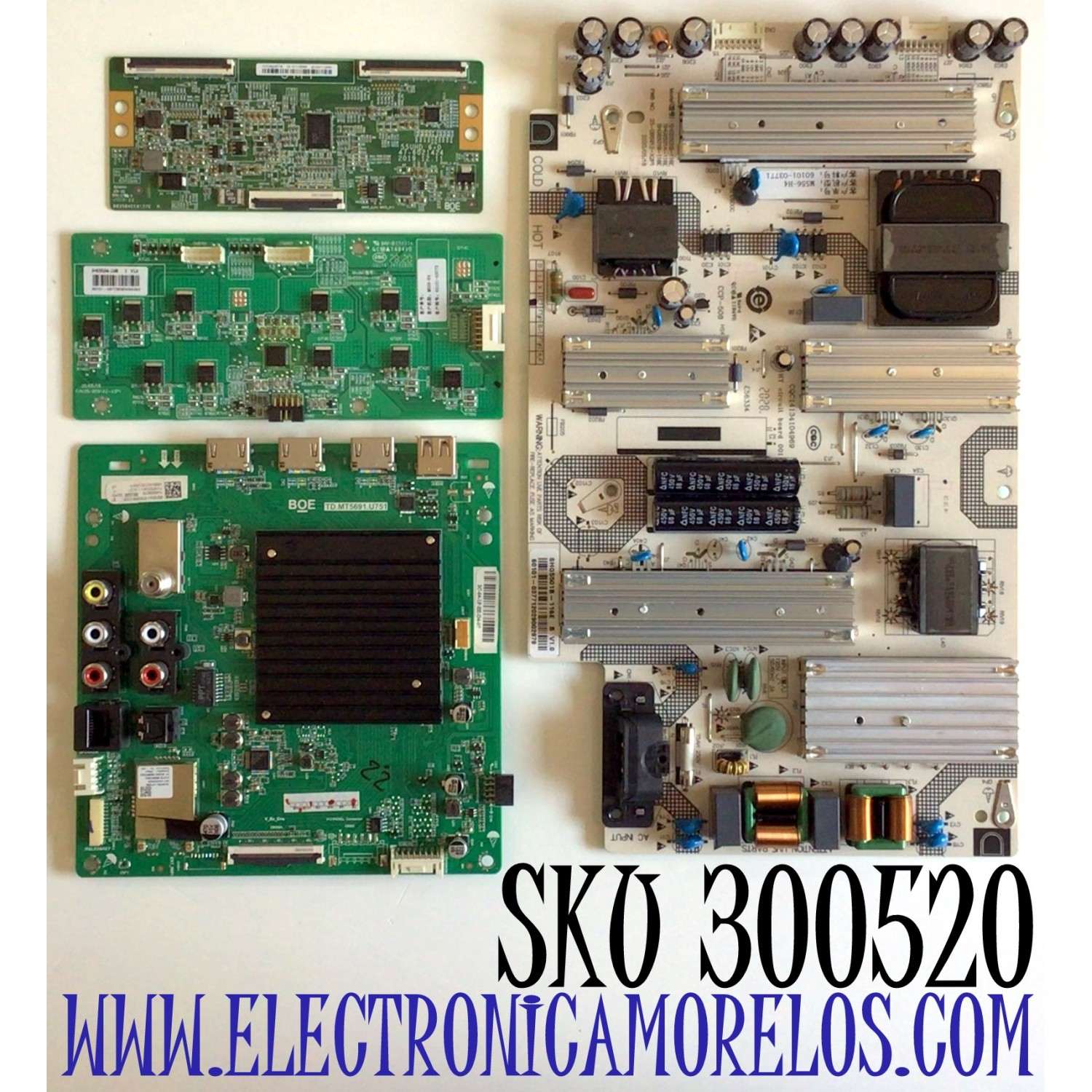 KIT DE TARJETAS PARA TV VIZIO / MAIN 262783 / TD.MT5691.U751 / 262782 / T-CON 44-9771690B / 47-6021424 / DRIVER 60101-03773 / 25-B591A2-X3P1 / SHE5510A-116E / FUENTE 60101-03771 / SHG5501B-116E / 25-DB5912-X2P1 / PANEL TV19720104 / MODELO M556-H4 LBPFB5