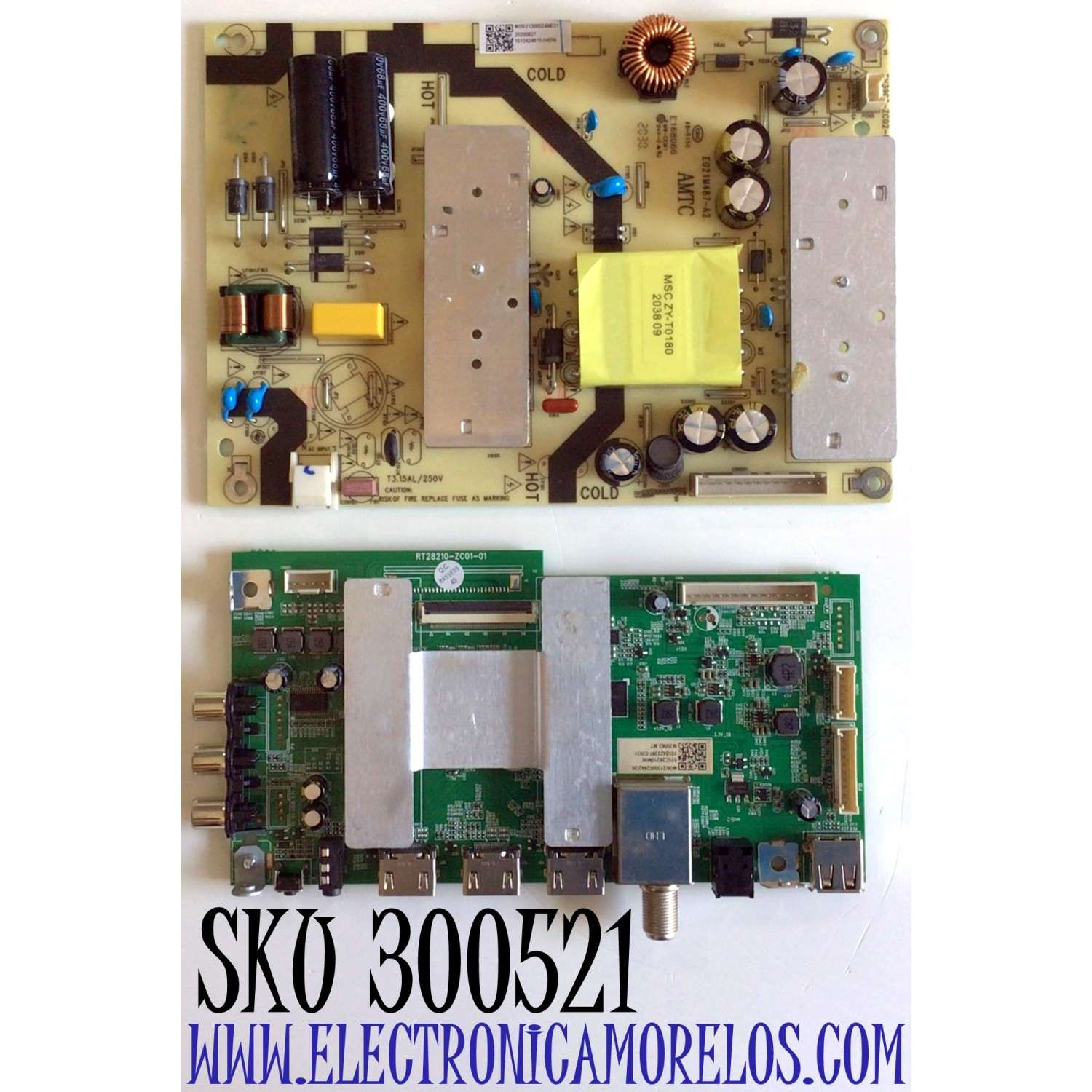 KIT DE TARJETAS PARA TV ONN ORIGINAL / MAIN 515C28210M06 / RT28210-ZC01-01 / 2E02740A0 / KB6160A / E503744 / 515C28210M06 / FUENTE 514C3903M09 / TV3903-ZC02-01 / E021M487-A2 / E168066 / KB-5150 / PANEL JE415D3HA0L / MODELO 100018254 42 PULGADAS