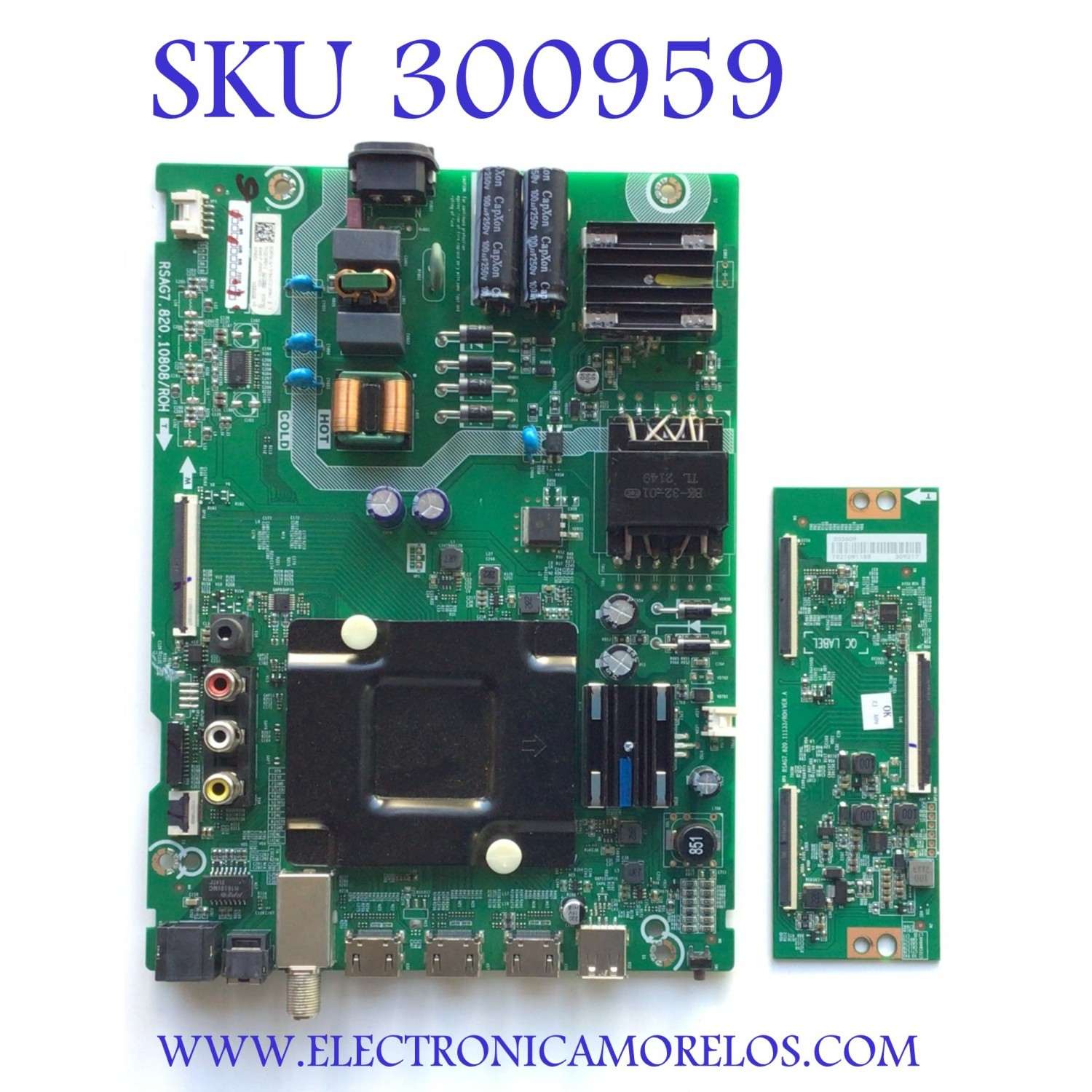KIT DE TARJETAS PARA TV HISENSE·ROKU TV 4K·UHD·HDR / NUMERO DE PARTE 303578 / RSAG7.820.10808/ROH / 43A53FUR(0003) / 303579 / T-CON 303609 / RSAG7.820.11133/ROH / 309217 / PANEL HD425Y1U52-T0L2\GM\CKD3A\ROH / DISPLAY T430QVN03.M / MODELO 43R6E4 43A53FUR