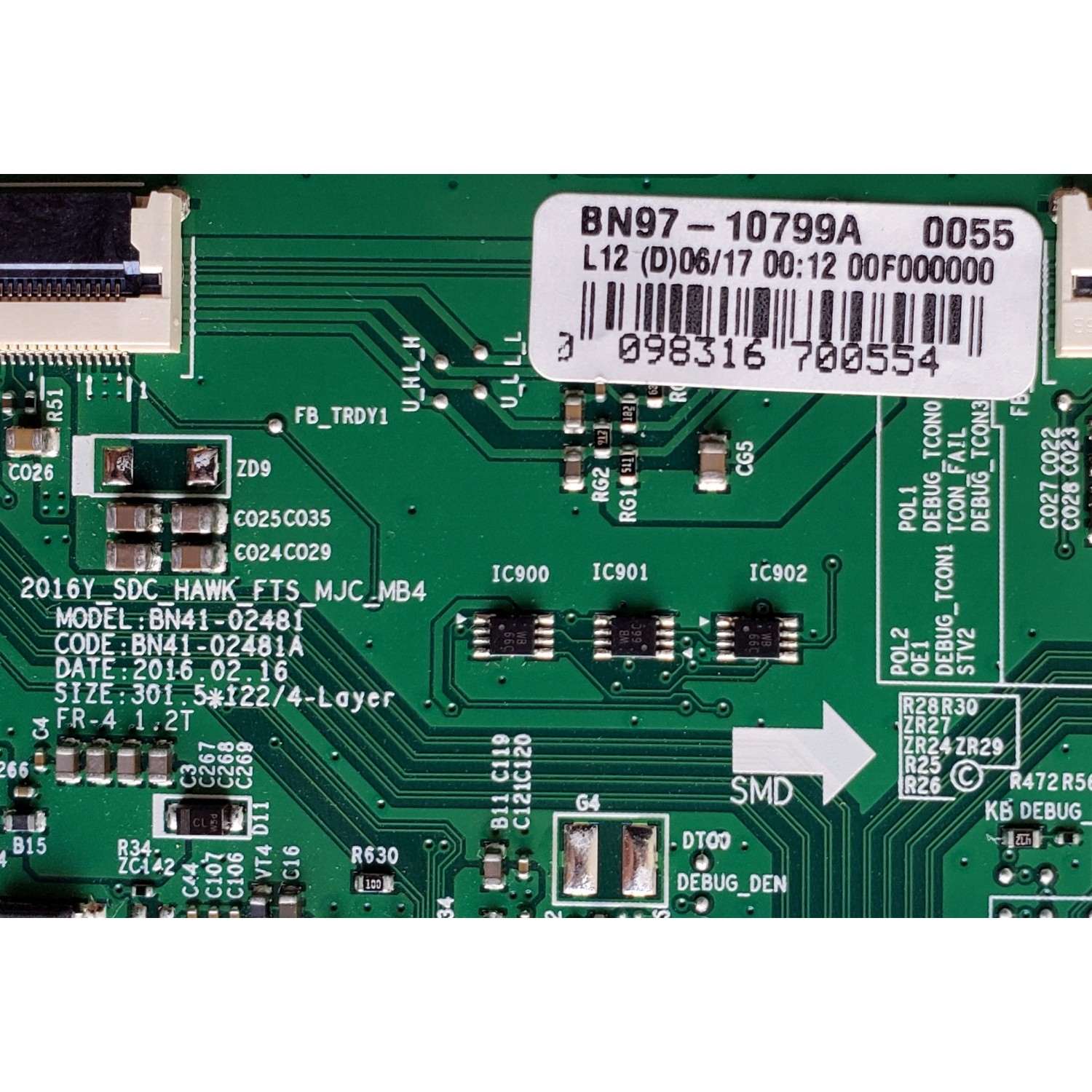 KIT DE TARJETAS PARA TV SAMSUNG CURVA FHD / NUMERO DE PARTE MAIN BN94-10996P / BN41-02534B / BN97-11139A / T-CON BN95-02677A / BN41-02481A / BN97-10799A / FUENTE BN4400872A / L55E1_KDY / BN44-00872A / PANEL CY-VK055BGLV3H / MODELO UN55K6250AFXZA FA01 - Imagen 4