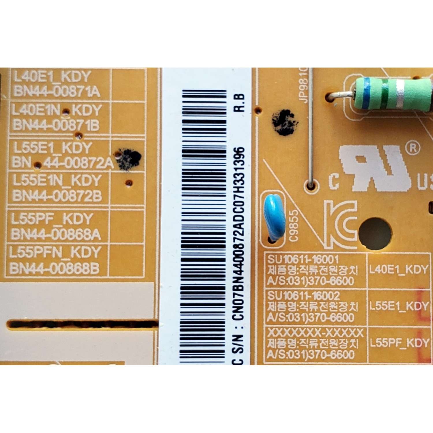 KIT DE TARJETAS PARA TV SAMSUNG CURVA FHD / NUMERO DE PARTE MAIN BN94-10996P / BN41-02534B / BN97-11139A / T-CON BN95-02677A / BN41-02481A / BN97-10799A / FUENTE BN4400872A / L55E1_KDY / BN44-00872A / PANEL CY-VK055BGLV3H / MODELO UN55K6250AFXZA FA01 - Imagen 6