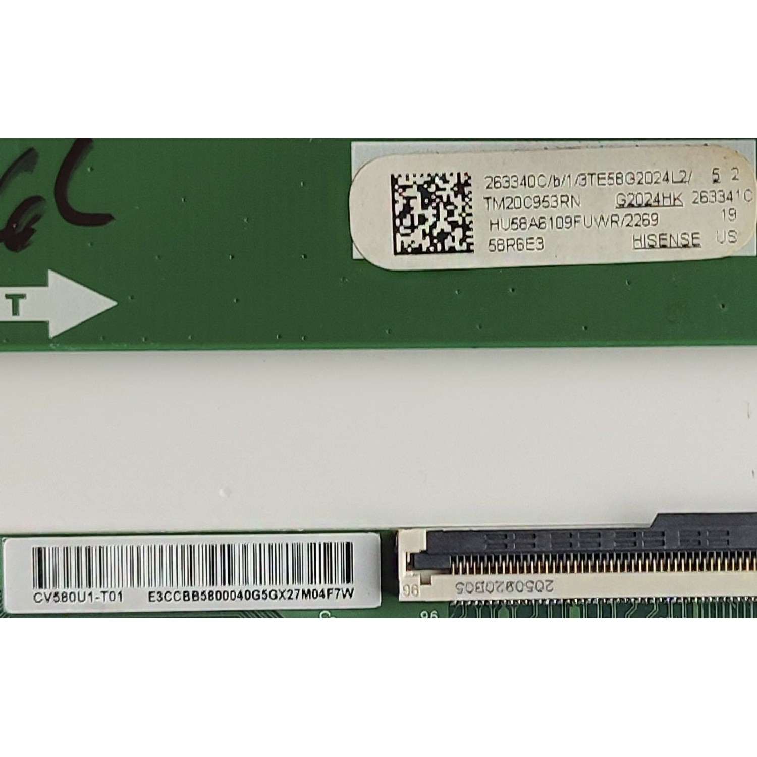 KIT DE TARJETAS PARA TV HISENSE / MAIN 263340 / RSAG7.820.9221/ROH / 263341 / T-CON CV580U1-T01 / E3CCBB580004 / PANEL HD580X1U91-L1/S1/GM/ROH / DISPLAY CV580U1-T01 REV:02 / MODELO 58R6E3 - Imagen 2