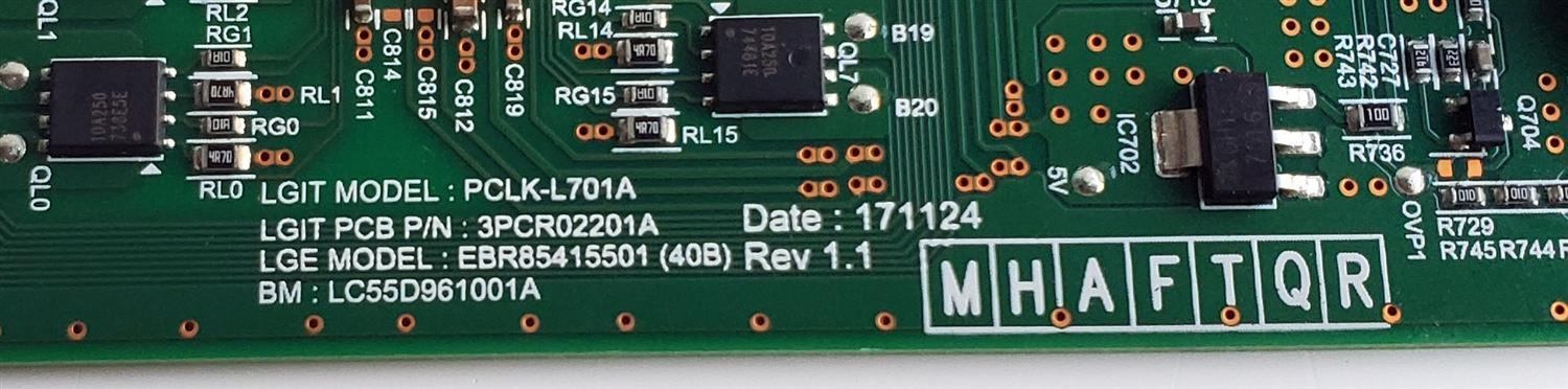 KIT DE TARJETAS PARA TV LG 4K·UHD·HDR / MAIN EBT65180503 / EAX67868703 / LED DRIVER EBR85415501 / 3PCR02201A / PCLK-L701A / LC55D961001A / FUENTE EAY64708661 / EAX67703101 / LGP4955M-18SP / PANEL HC550DQB-SLUA1 / MODELO 55SK9000PUA / 55SK9000PUA.BUSWLJR - Imagen 3