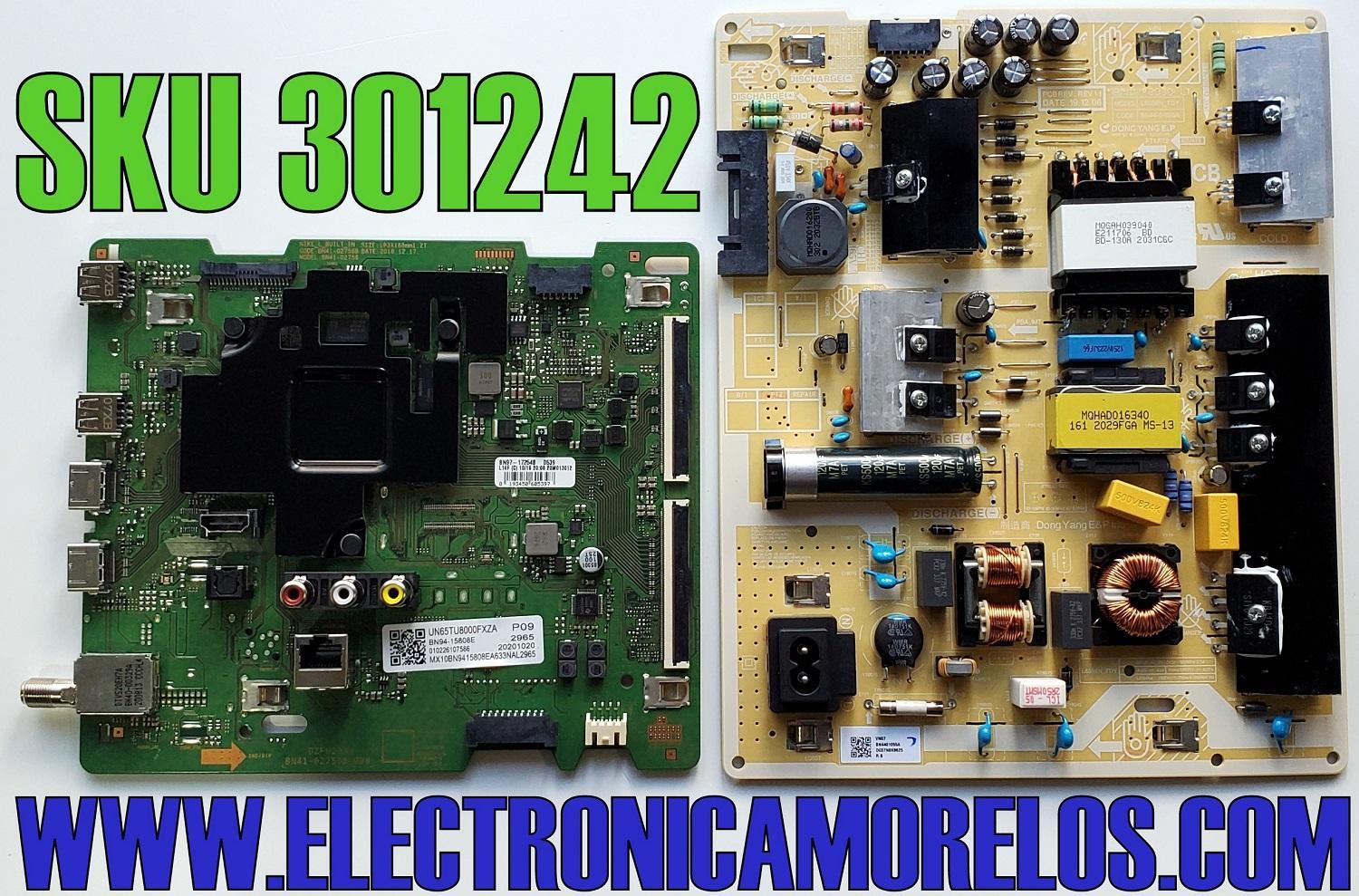 KIT DE TARJETAS PARA TV SAMSUNG 4K·UHD·HDR / MAIN BN94-15808E / BN41-02756B / BN97-17254B / BN41-02756B-000 / BN9415808E / FUENTE BN4401055A / BN44-01055A / L65S6N_TDY / PANEL CY-BT065HGLV4H / MODELO UN65TU8000 / UN65TU8000FXZA FA02