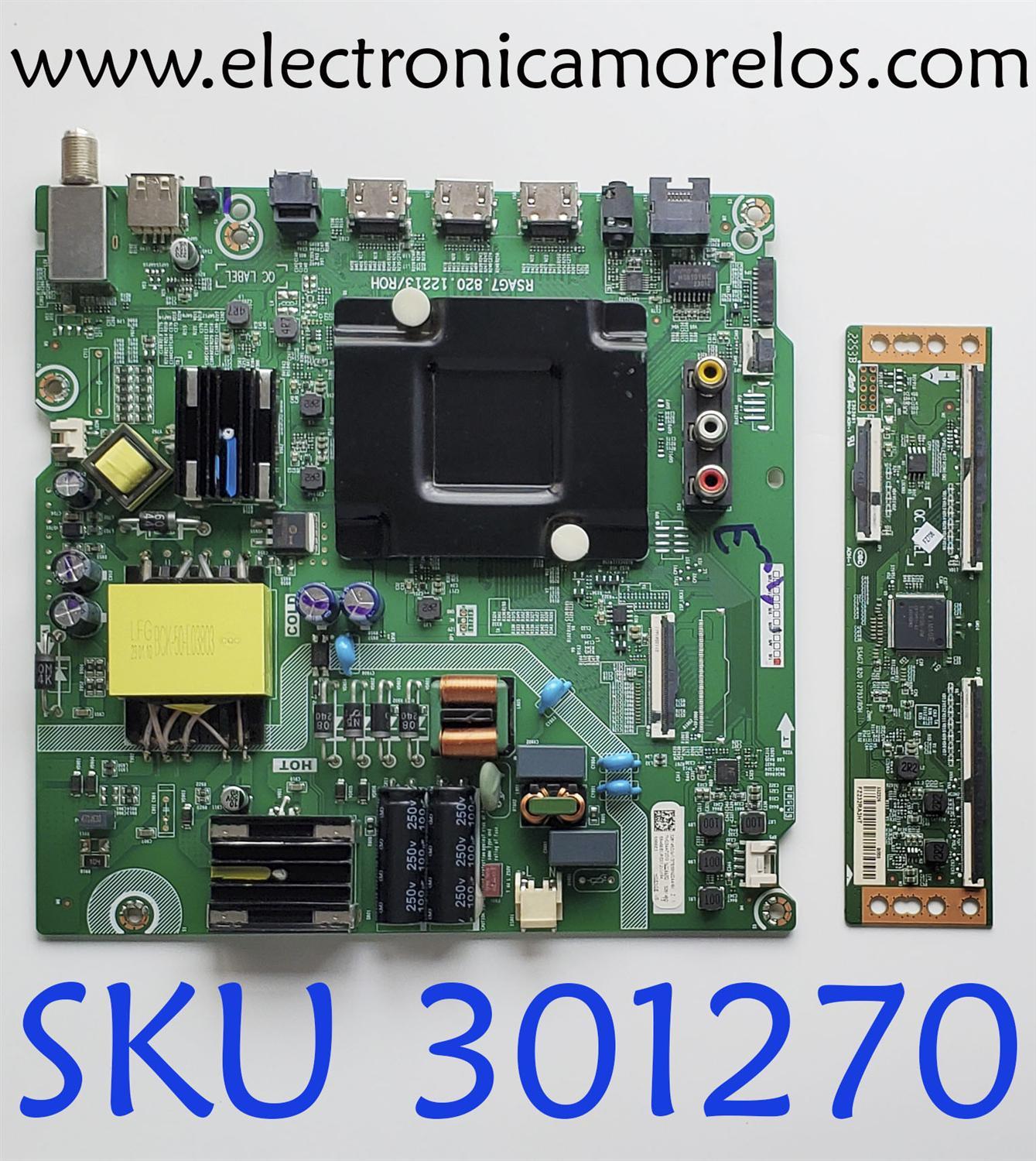 KIT DE TARJETAS PARA HISENSE TV 4K·UHD·HDR ((ROKU TV)) / NUMERO DE PARTE 328145 / RSAG7.820.12213/ROH / 328146 / 58A56EUR((0012)) / T-CON 332326 / RSAG7.820.12793/ROH / PANEL HD580X1U93-TAL5/S0/SM/ROH / DISPLAY CV580U1-T01 REV:02 / MODELO 58R6E3 58A56EUR
