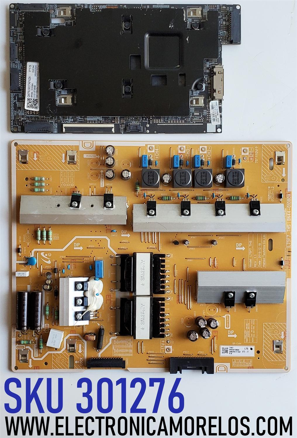 KIT DE TARJETAS PARA TV SAMSUNG QLED·4K·SMART TV ((THE FRAME)) / NUMERO DE PARTE MAIN BN94-15309A / BN41-02754A / BN97-16742B / BN9415309A / FUENTE BN4401080A / L75F7_THS / BN44-01080A / PANEL CY-RT075FGAV1H / MODELO QN75LS03 / QN75LS03TAFXZA AA01