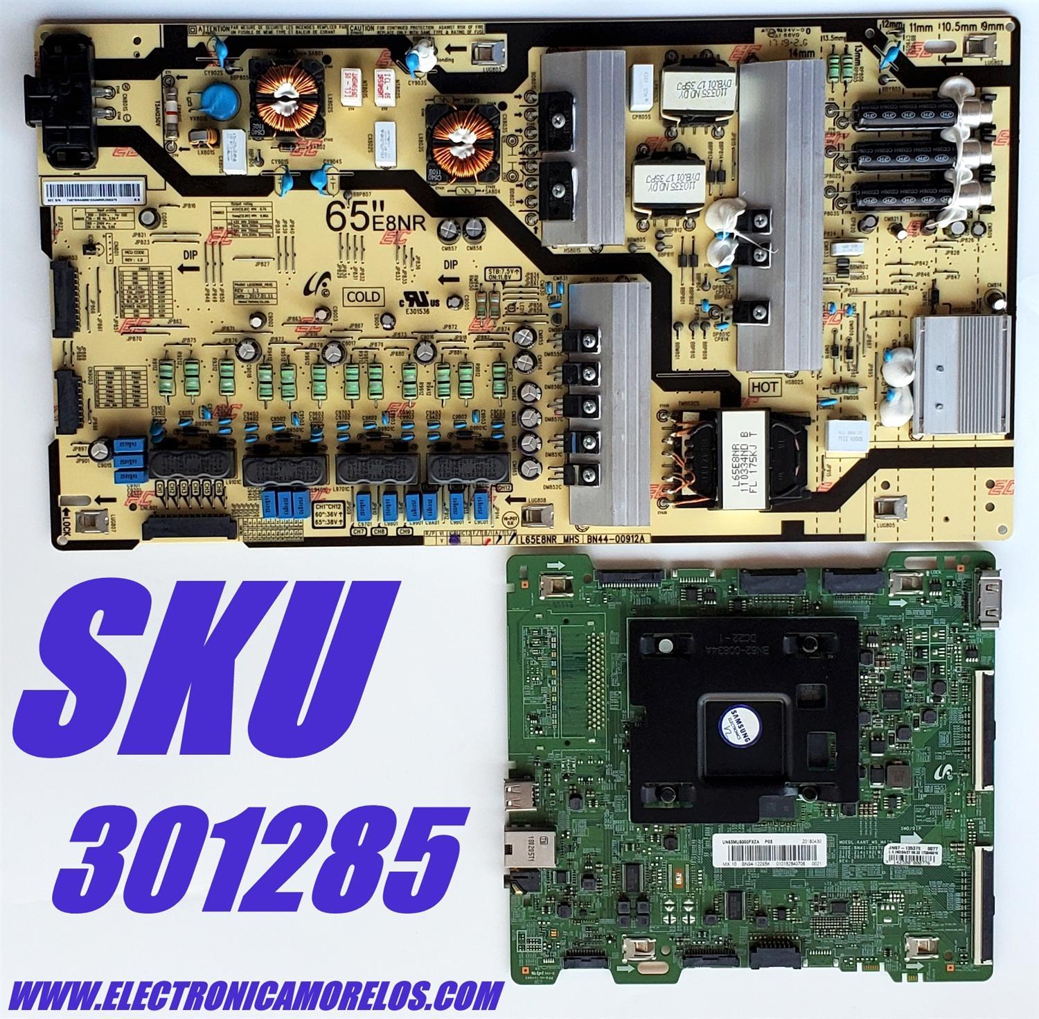 KIT DE TARJETAS PARA TV SAMSUNG SMART TV / MAIN BN94-12295K / BN41-02570B / BN97-13537E / BN9412295K / FUENTE BN4400912A / BN44-00912A / L65E8NR_MHS / PANEL CY-SM065FLLVAH / MODELOS UN65MU8000 / UN65MU8000FXZA FB03 / UN65MU8000FXZA FC04