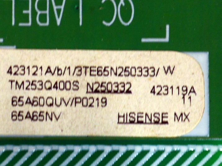 KIT DE TARJETAS ORIGINAL PARA TV HISENSE / NUMERO DE PARTE 423121 / RSAG7.820.53149/ROH / 423119 / T-CON 356698 / RSAG7.820.11538/ROH / 343804 / PANEL HD650K1U72-T0L3K1B2\ROH / DISPLAY HV650QUB-F72 / MODELO 65A65NV / 65A65NV 65A60QUV - Imagen 2