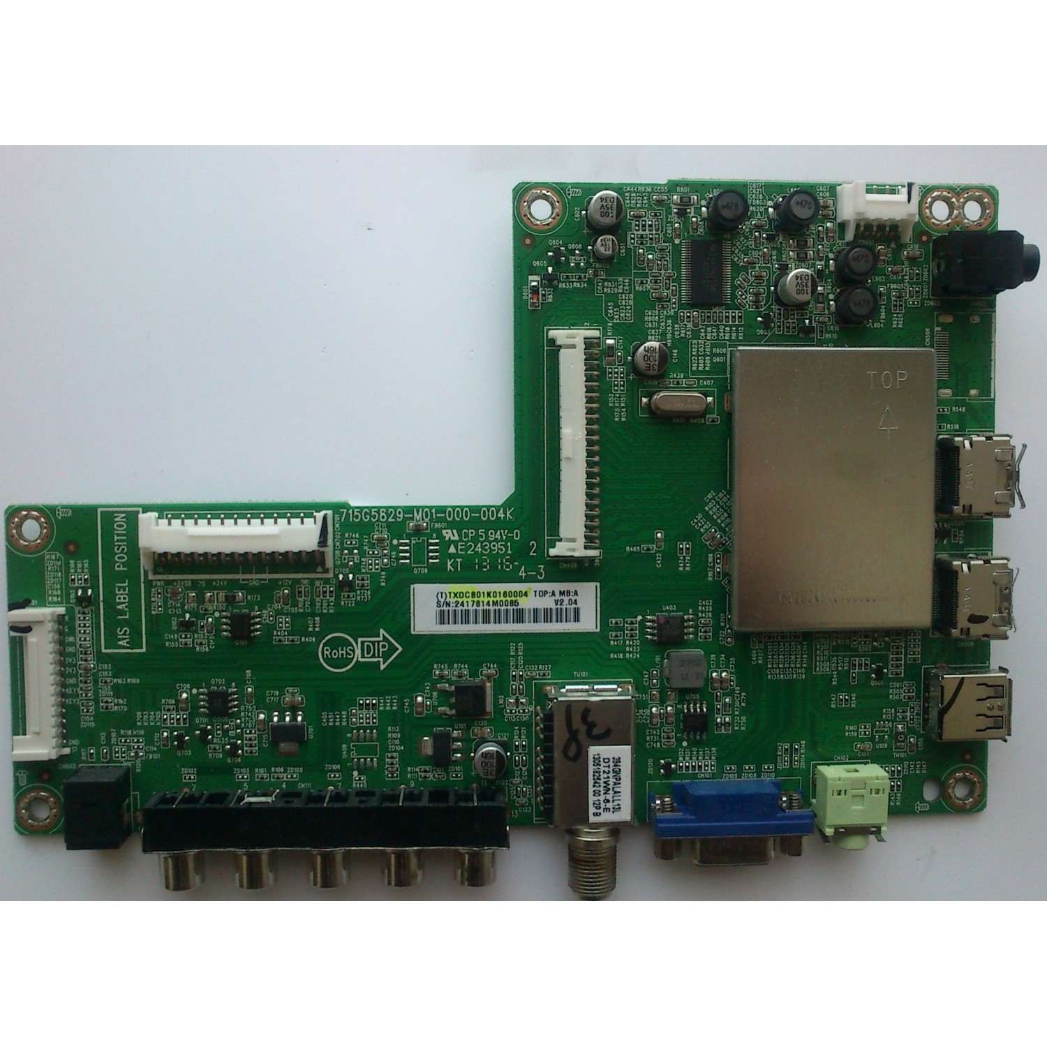 MAIN / INSIGNIA 756TXDCB01K016 / TXDCB01K016 / 715G5829-M01-000-004X / 715G5829-M01-000-004K / 715G5829-M0A-002-004K / PANEL TPT390J1-HVN01 REV:000H / MODELO NS-39D400NA14