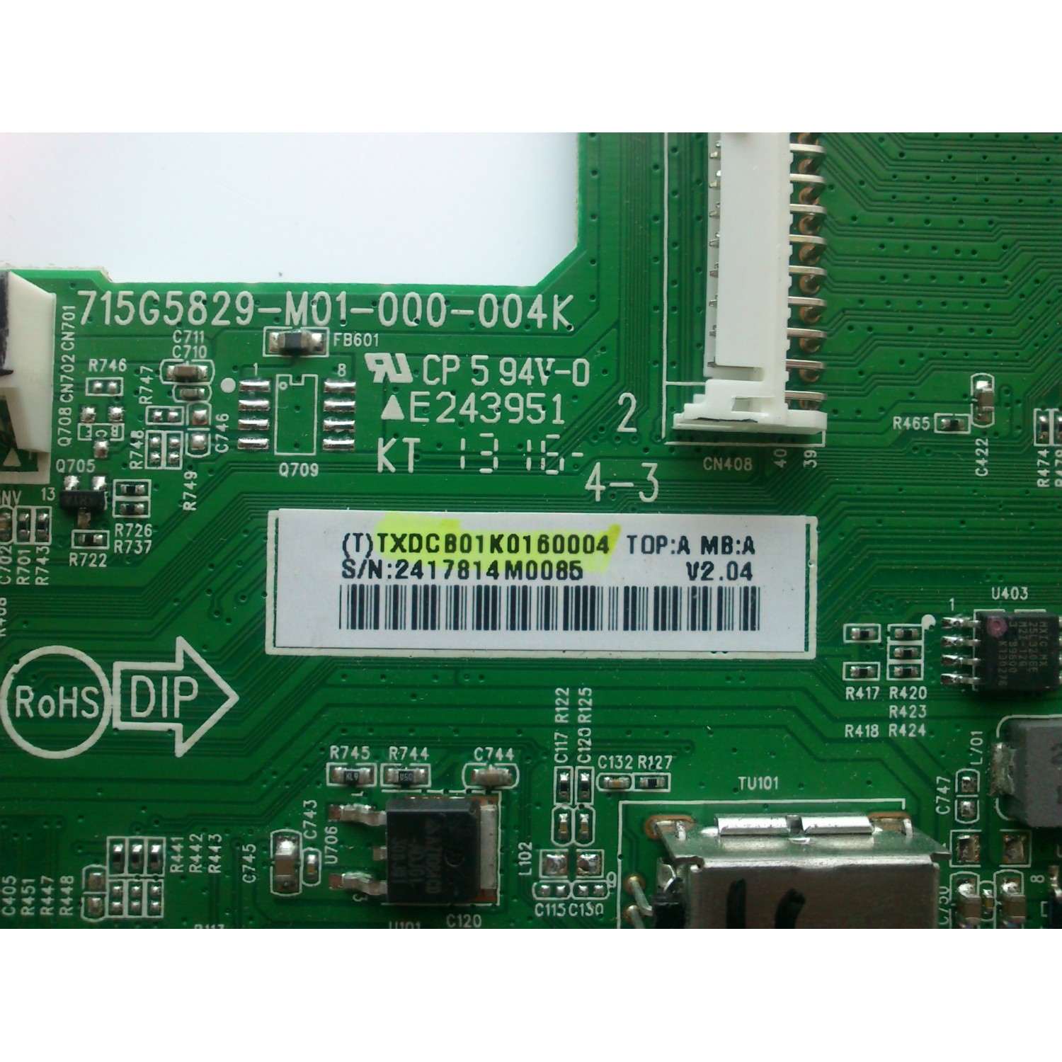 MAIN / INSIGNIA 756TXDCB01K016 / TXDCB01K016 / 715G5829-M01-000-004X / 715G5829-M01-000-004K / 715G5829-M0A-002-004K / PANEL TPT390J1-HVN01 REV:000H / MODELO NS-39D400NA14 - Imagen 2