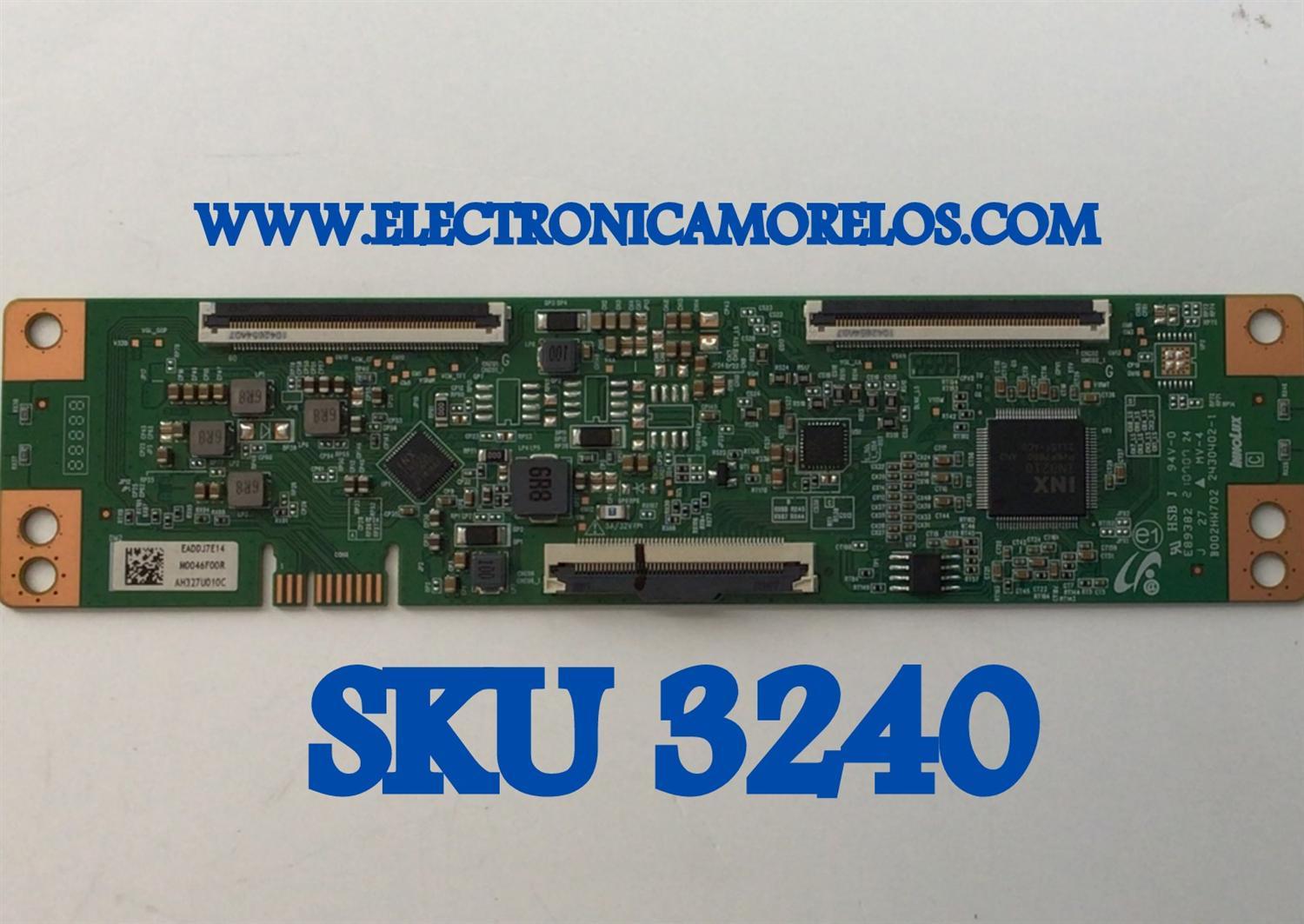 T-CON PARA TV PIONNER / NUMERO DE PARTE EADDJ7E14 / B002HW702 / E89382 / M0046F00R / AH327U010C / 2430402-1 / PANEL K500WDCRA / DISPLAY V500DJ7-QE1 / MODELO PN50951-22U