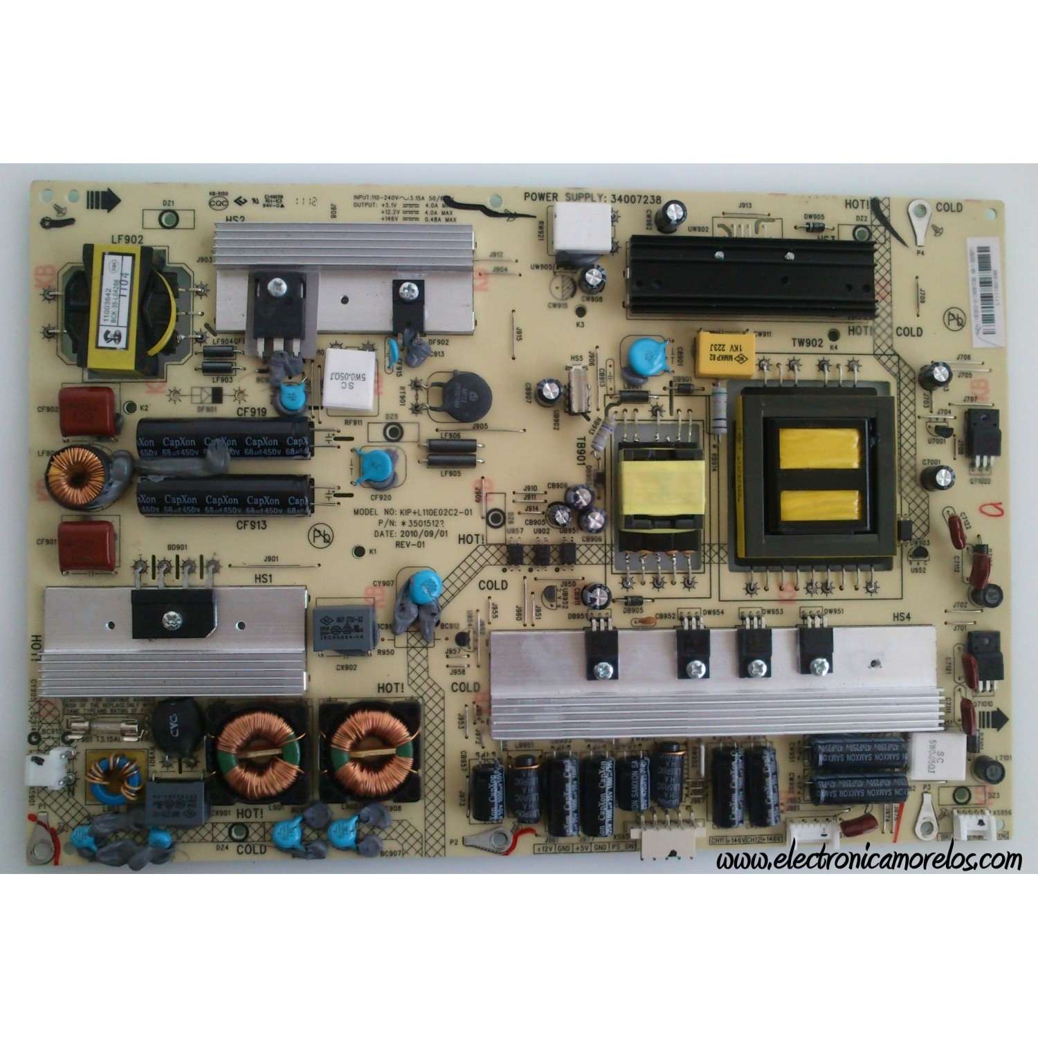 FUENTE DE PODER / KONKA 34007238 / 35015120 / 35015122 / KIP+L110E02C2-01 / GW11-067911 / MODELO MT-LE3295D