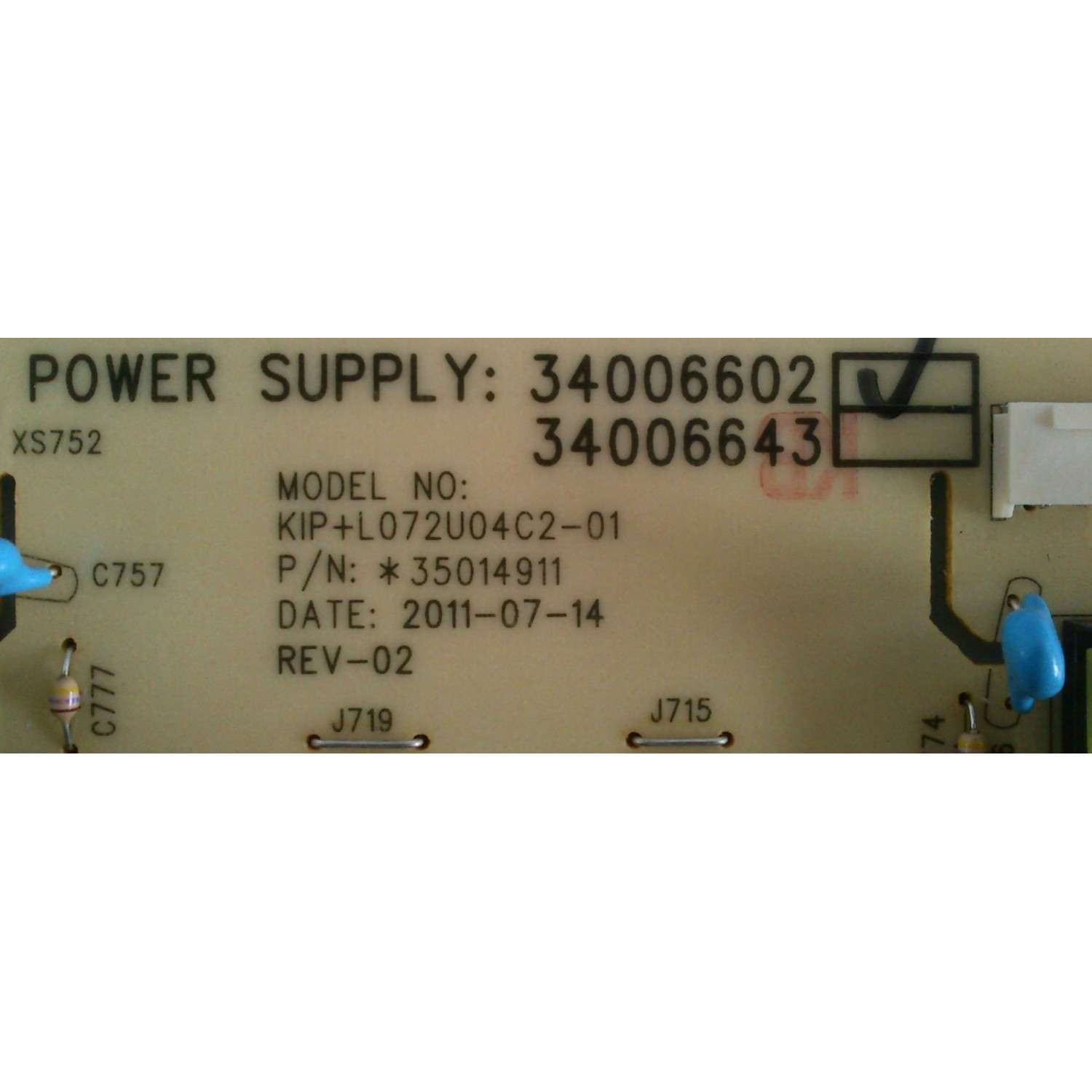 FUENTE DE PODER KIP+L72U04C2-01 / H-BUSTER 34007602	MODELO HBTV-32D04HD - Imagen 2