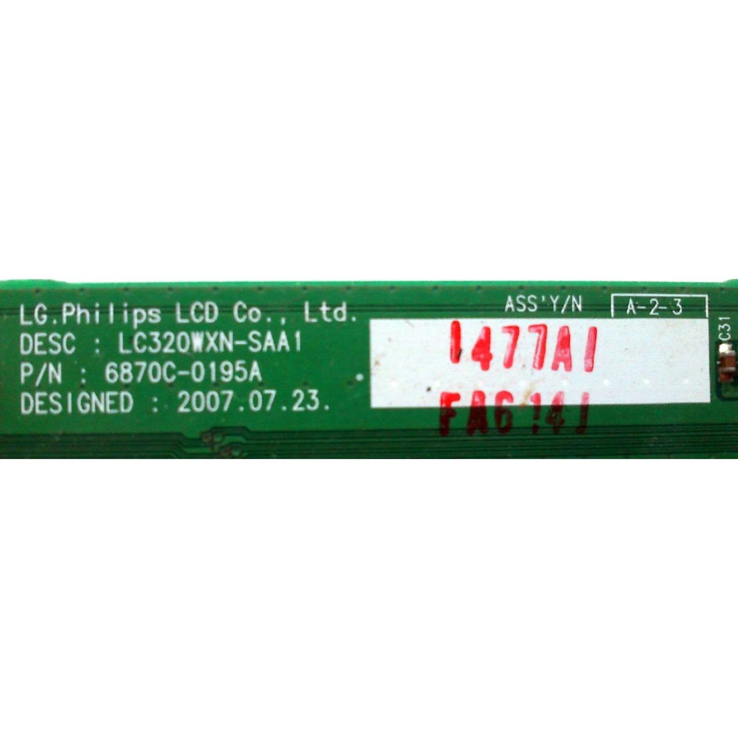 T-CON / VIZIO 6871L-1477A / 6870C-0195A / LC320WXN-SAA1 / 1477A / MODELO VU32LHDTV10A	 - Imagen 2