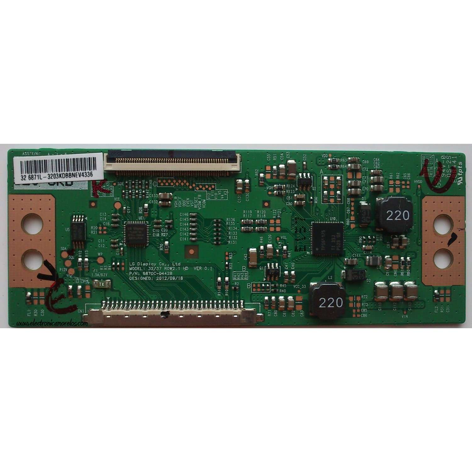 T-CON / VIZIO 6871L-3203K / 6870C-0442B / MODELOS E320-B1 LTY7PKAQ / KDL-32R300C / KDL32R300C