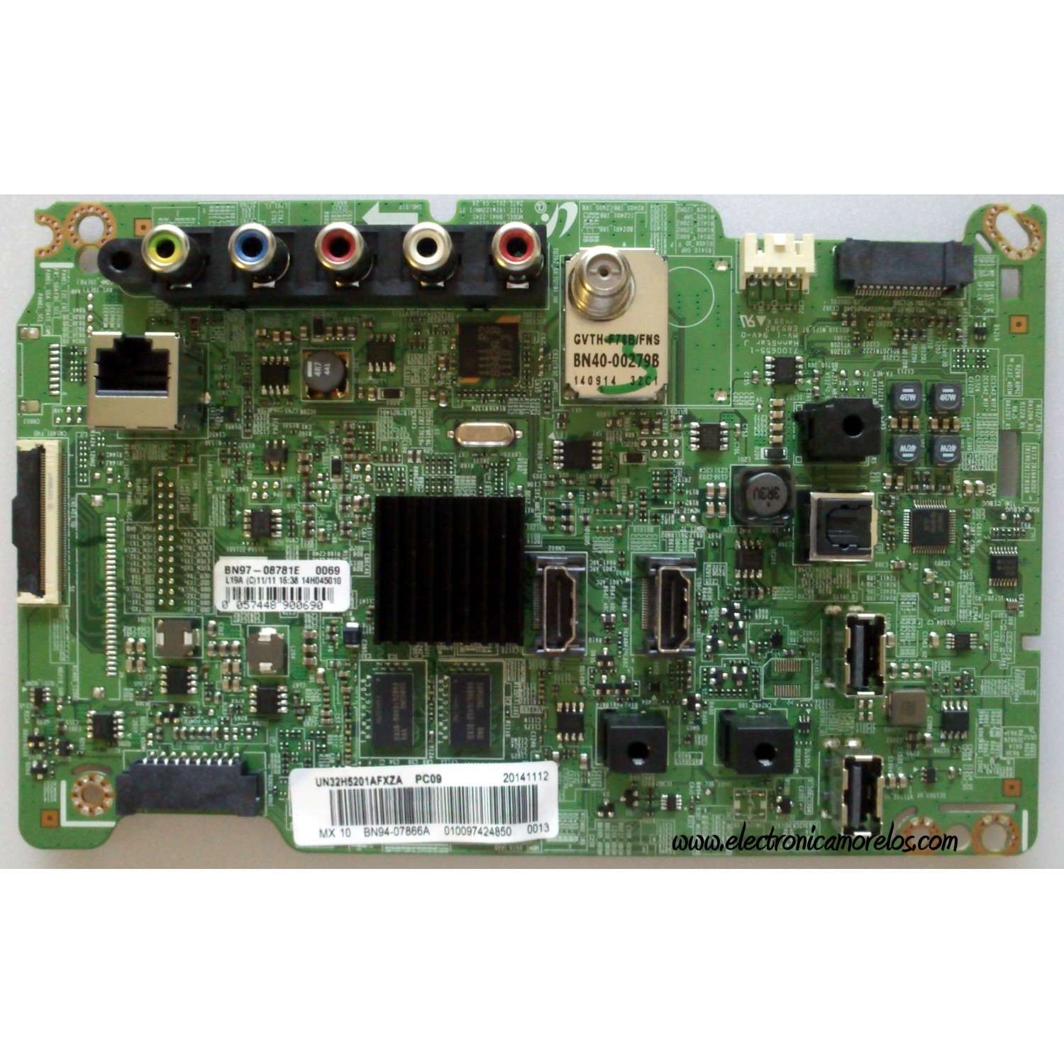 MAIN PARA TV SAMSUNG NUMERO DE PARTE BN94-07866A / BN97-08781E / BN41-02245A  / BN9407866A / MODELO UN32H5201AFXZA TS01 / DISPLAY LSF320HN02-A01 / NUMERO DE PANEL CY-DF320BGLV1H 	