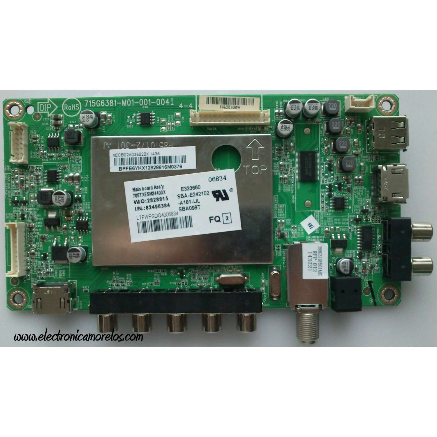 MAIN PARA TV VIZIO / NUMERO DE PARTE XECB02K026 / 715G6381-M01-001-004I / 756TXECB02K0260 / XECB02K026020X / PANEL TPT390J1-HVN04 REV.S000Q / DISPLAY T390HVN04.0 / MODELO E390-B1E / E390-B1E LTFWPSDQ